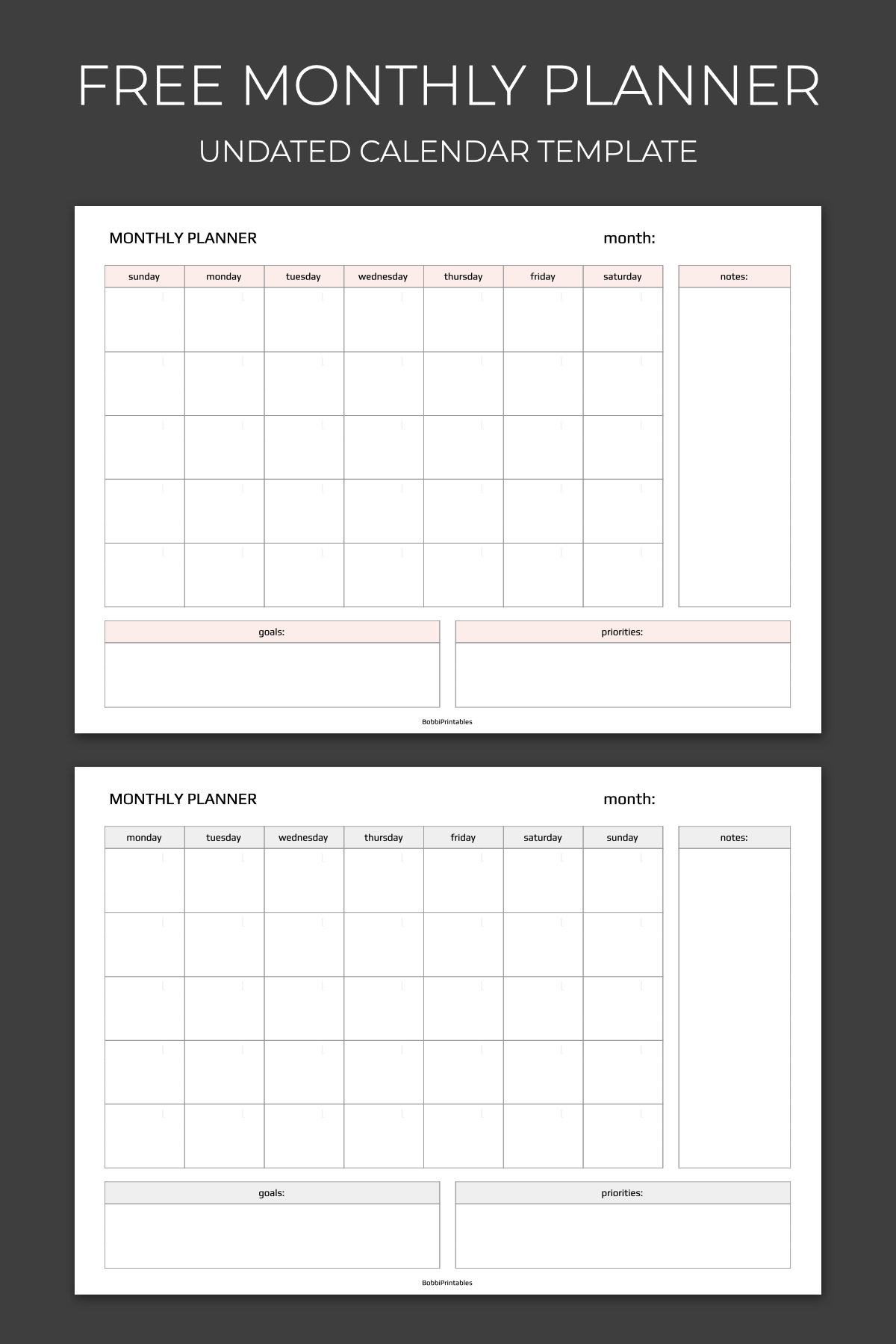 Free Printable Schedule Template Monthly