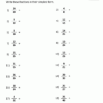 Simplifying Fractions Worksheet