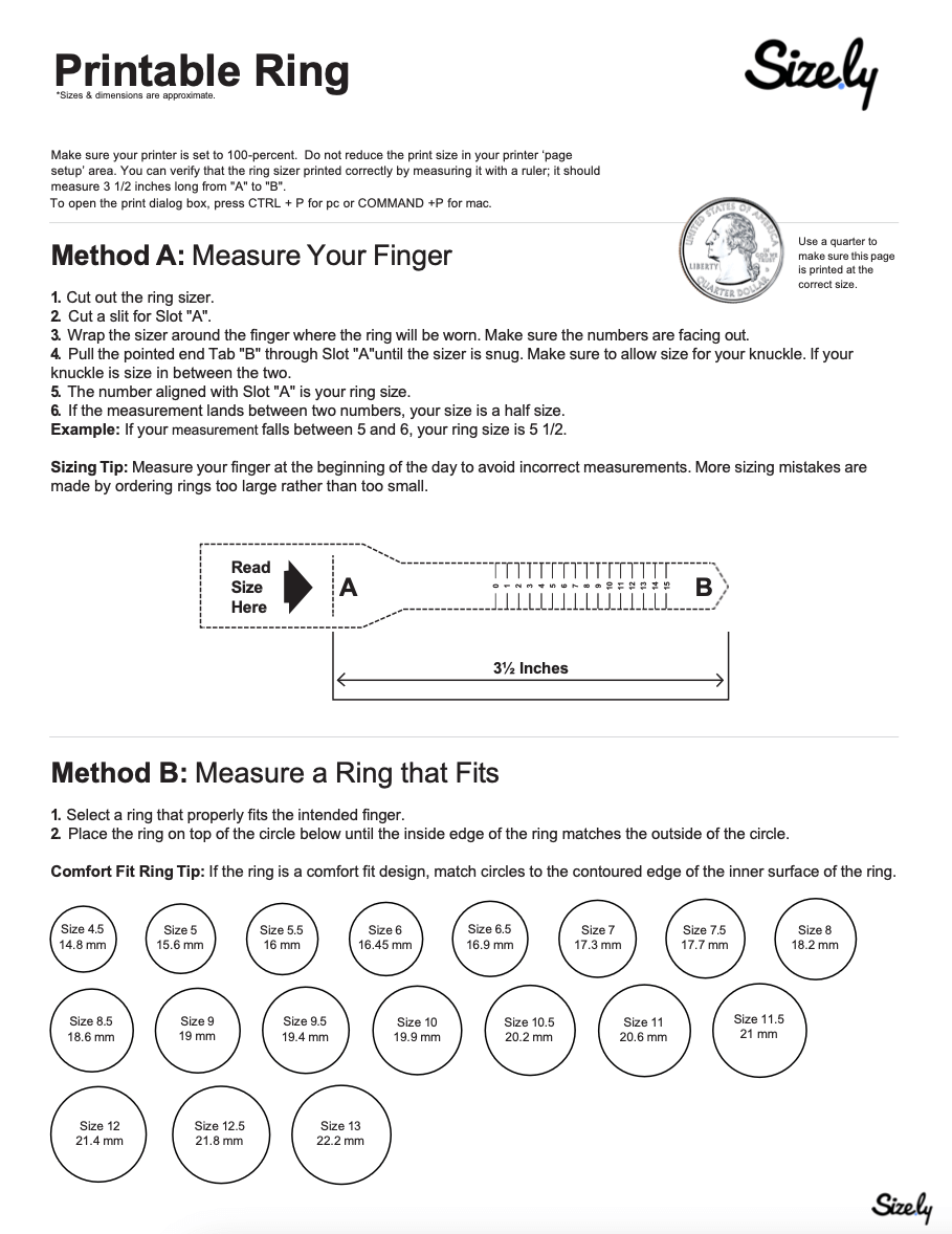 Ring Size Chart Free Printable Ring Size Chart Free Printable