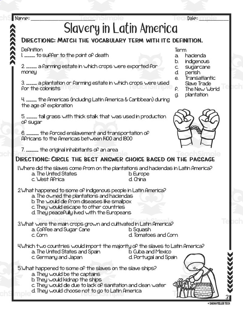 Slavery In Latin America Reading Packet