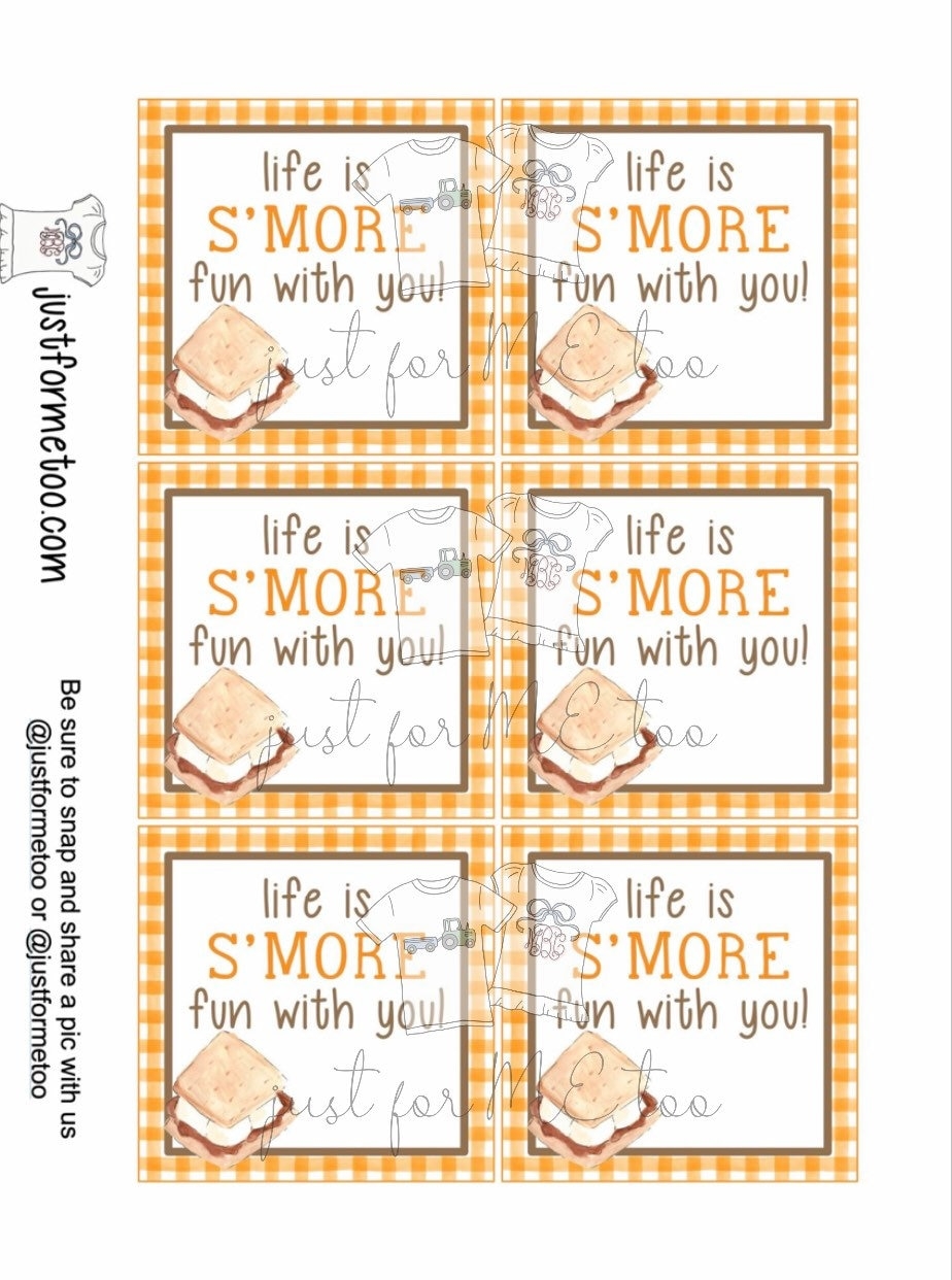 Smores Printable Tags Instant Download life Is S more Fun With 