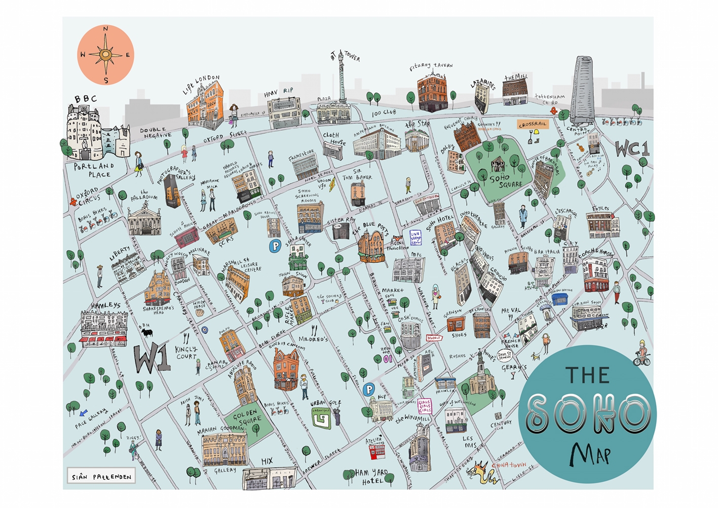 Soho Map A2 Size Raw Art