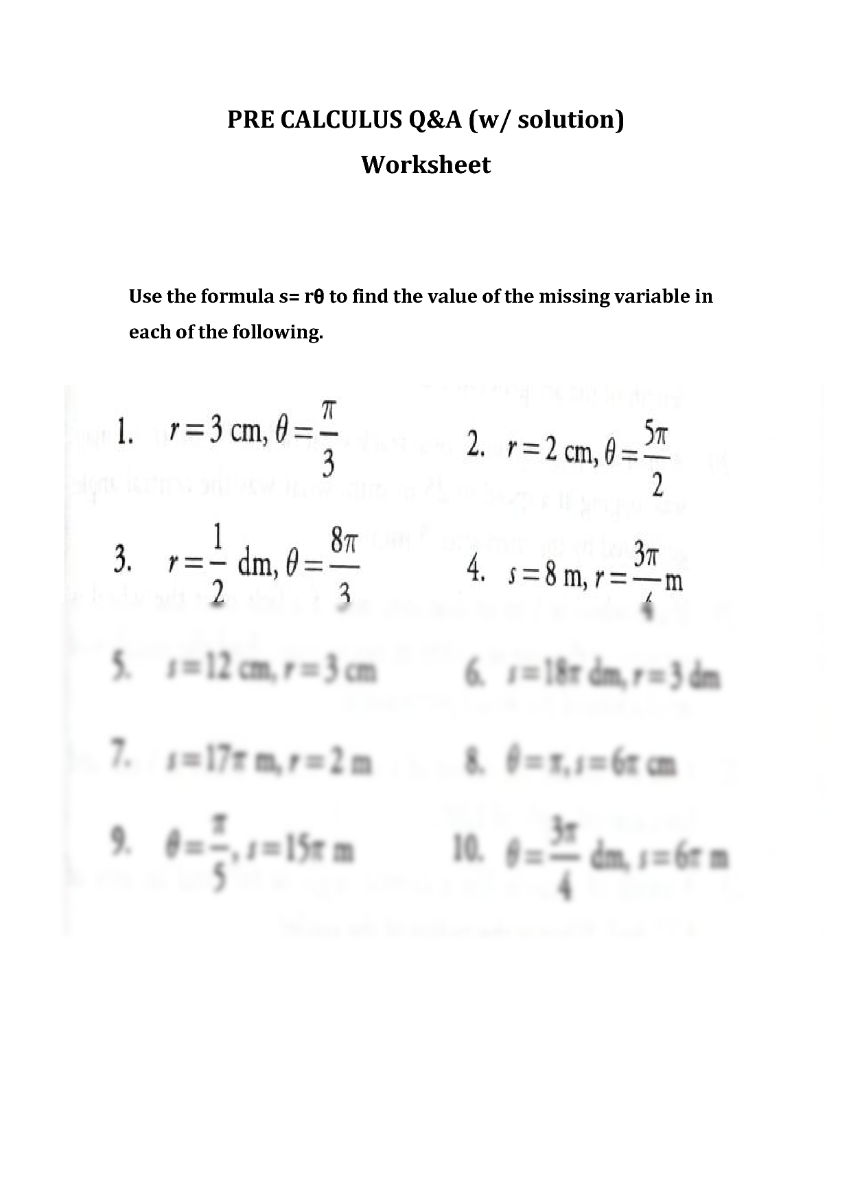 SOLUTION Pre Calculus Q A Worksheet Studypool Worksheets Library