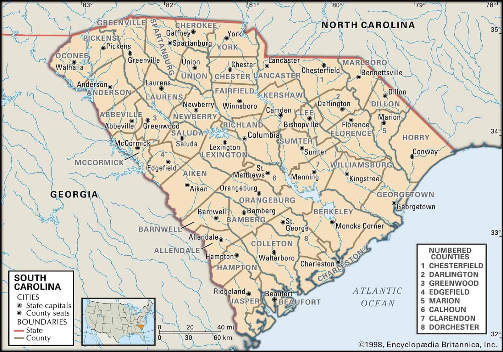 South Carolina County Maps Interactive History Complete List