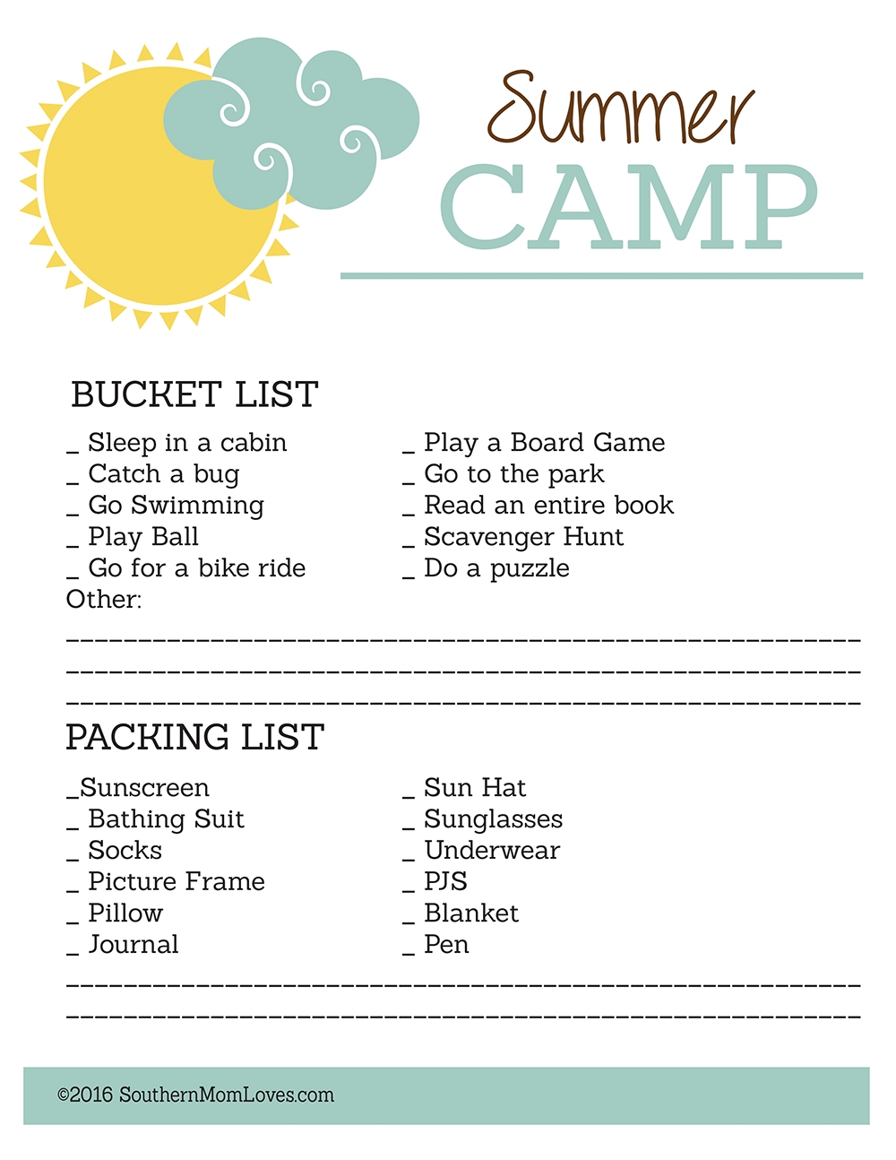Southern Mom Loves FREE Summer Camp Printables For Kids 