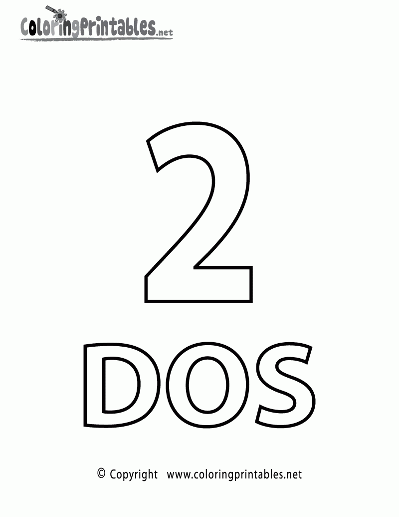 Spanish Number Two Coloring Page A Free Spanish Coloring Printable