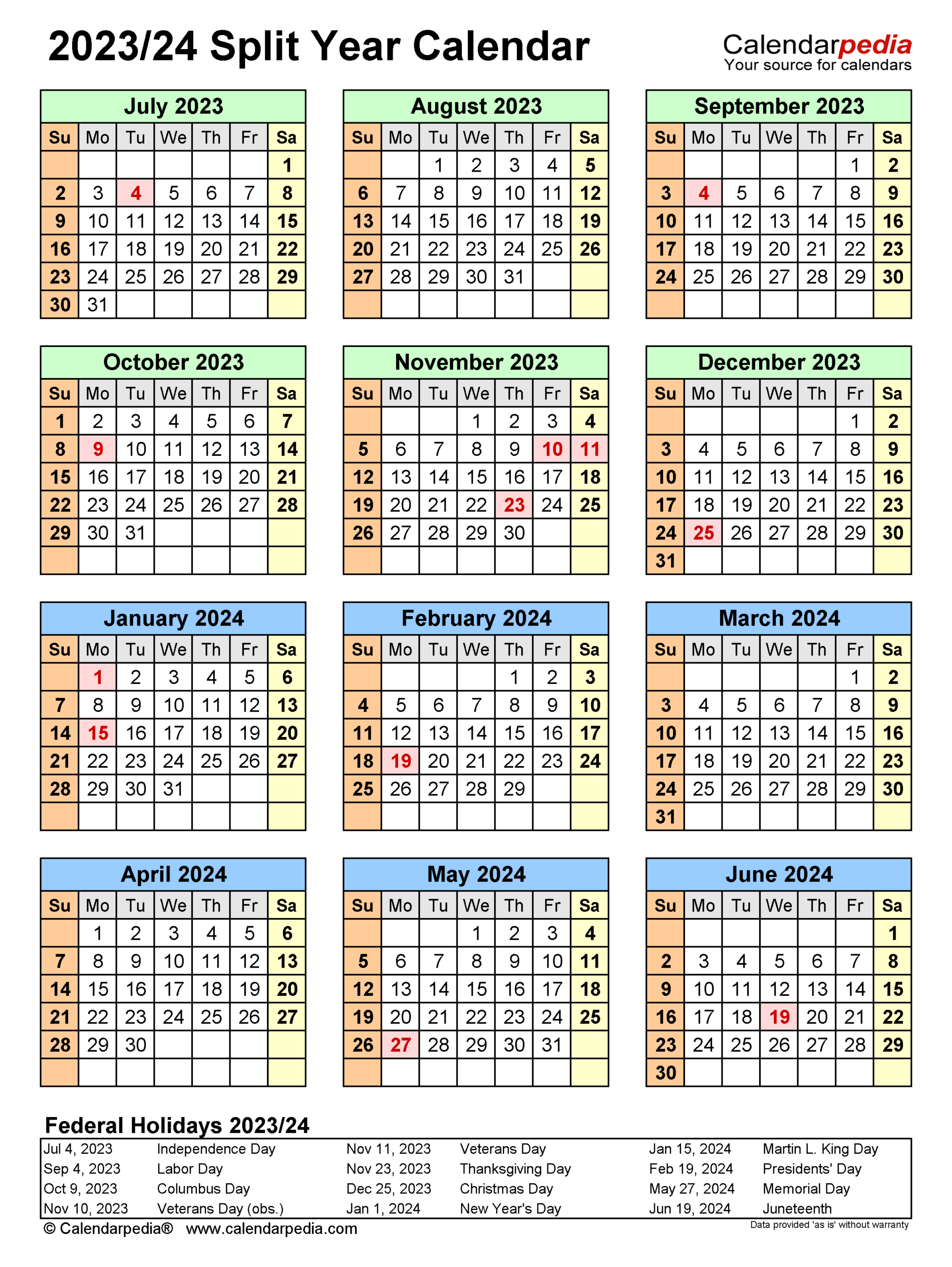 Split Year Calendars 2023 2024 July To June PDF Templates Split Year Calendars 2023 2024 July To June PDF Templates
