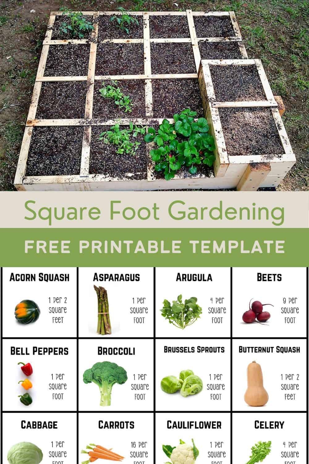 Square Foot Gardening With A Free Printable Template East Fork Growing