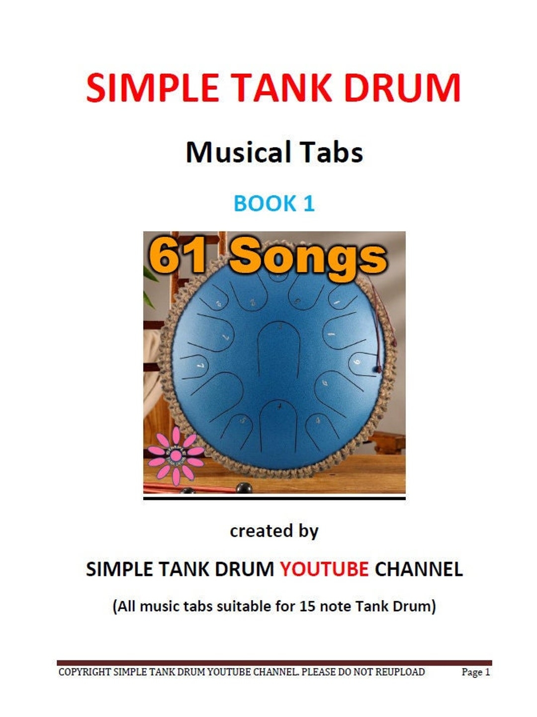Steel Tongue Drum E book Simple Tank Drum Musical Tabs Vol 1 Etsy