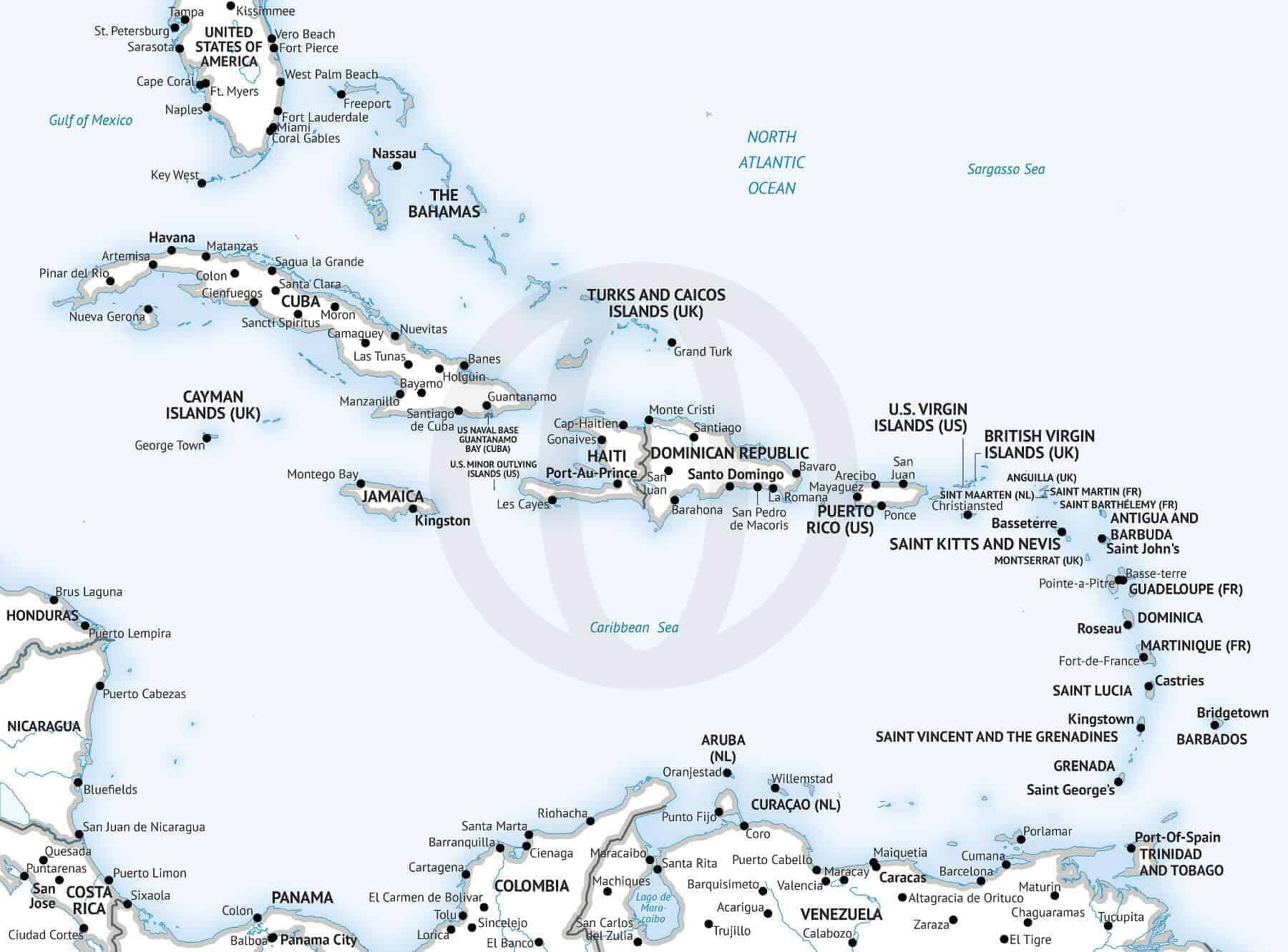 Stock Vector Map Of The Caribbean One Stop Map