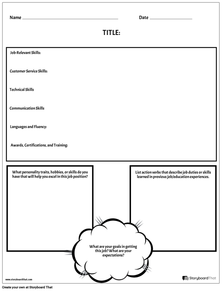 Storyboard That Free Resume Worksheet Templates
