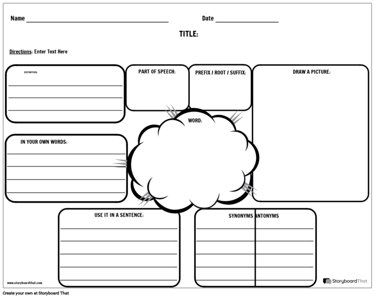 Storyboard That Free Vocabulary Worksheet Templates