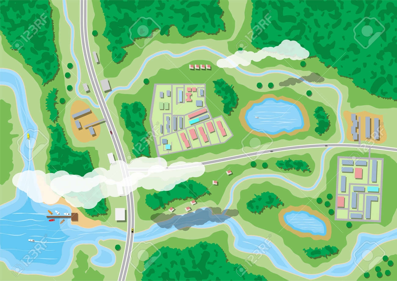 Suburban Nature Map Aerial View Vector Illustration Royalty Free SVG Cliparts Vectors And Stock Illustration Image 96820695 