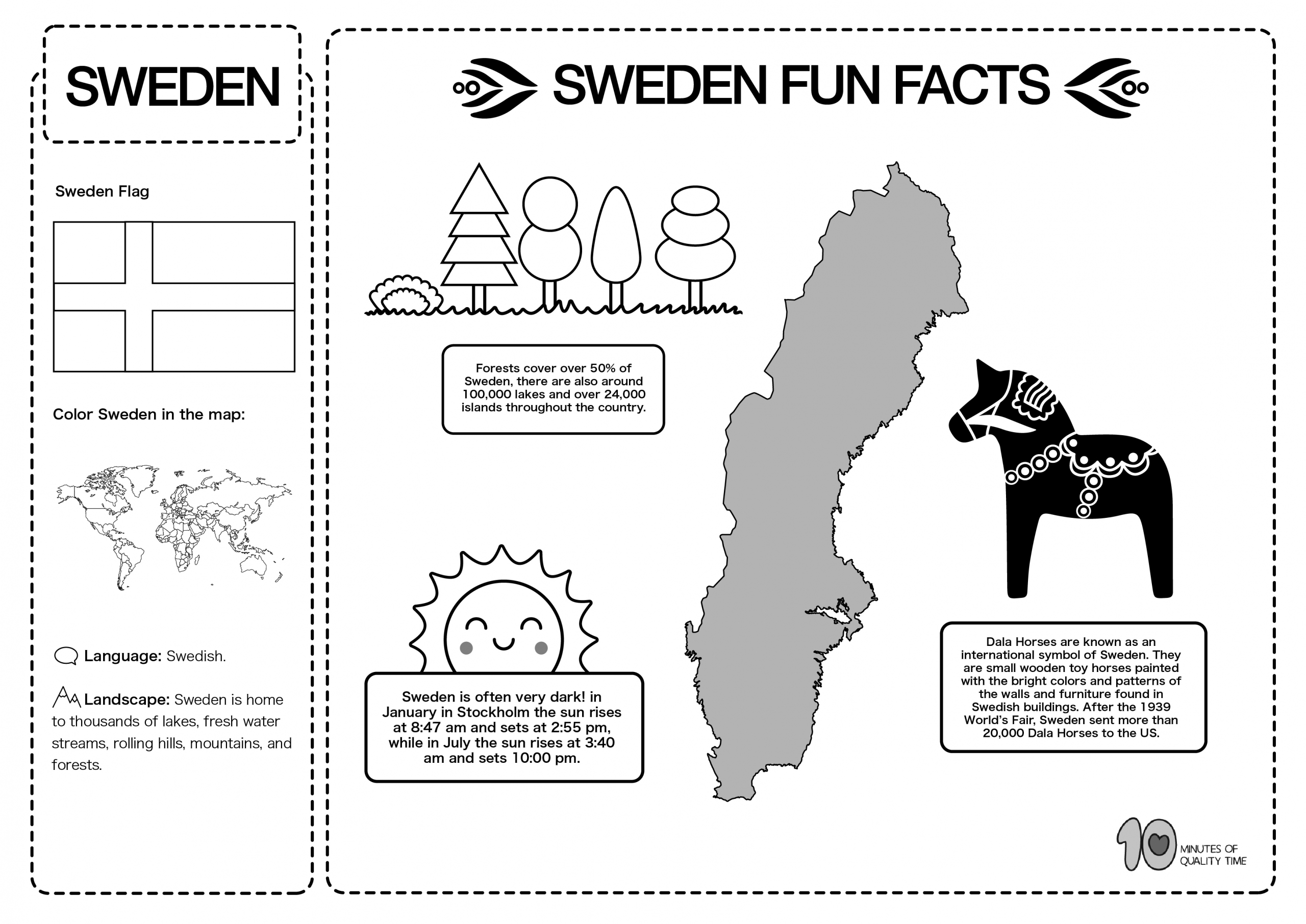 Sweden Free Lesson Plan And Worksheets 10 Minutes Of Quality Time