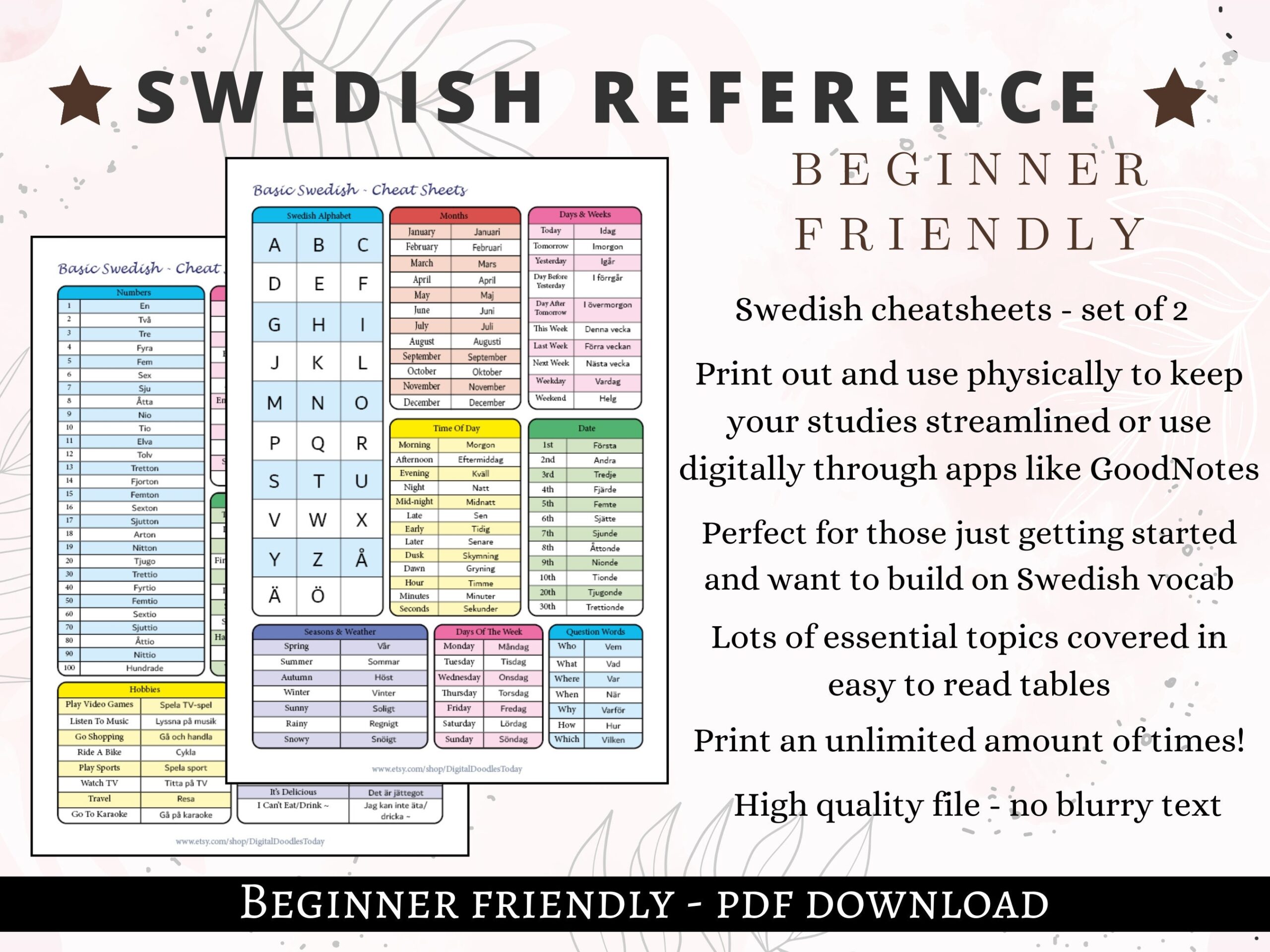 Free Printable Swedish Worksheets