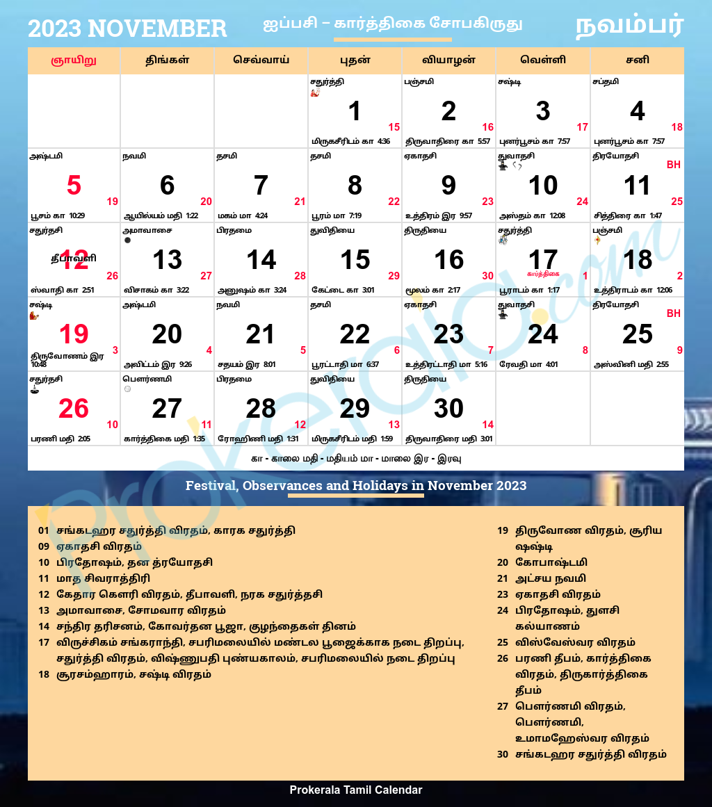 November 2025 Tamil Calendar November 2025 Tamil Calendar