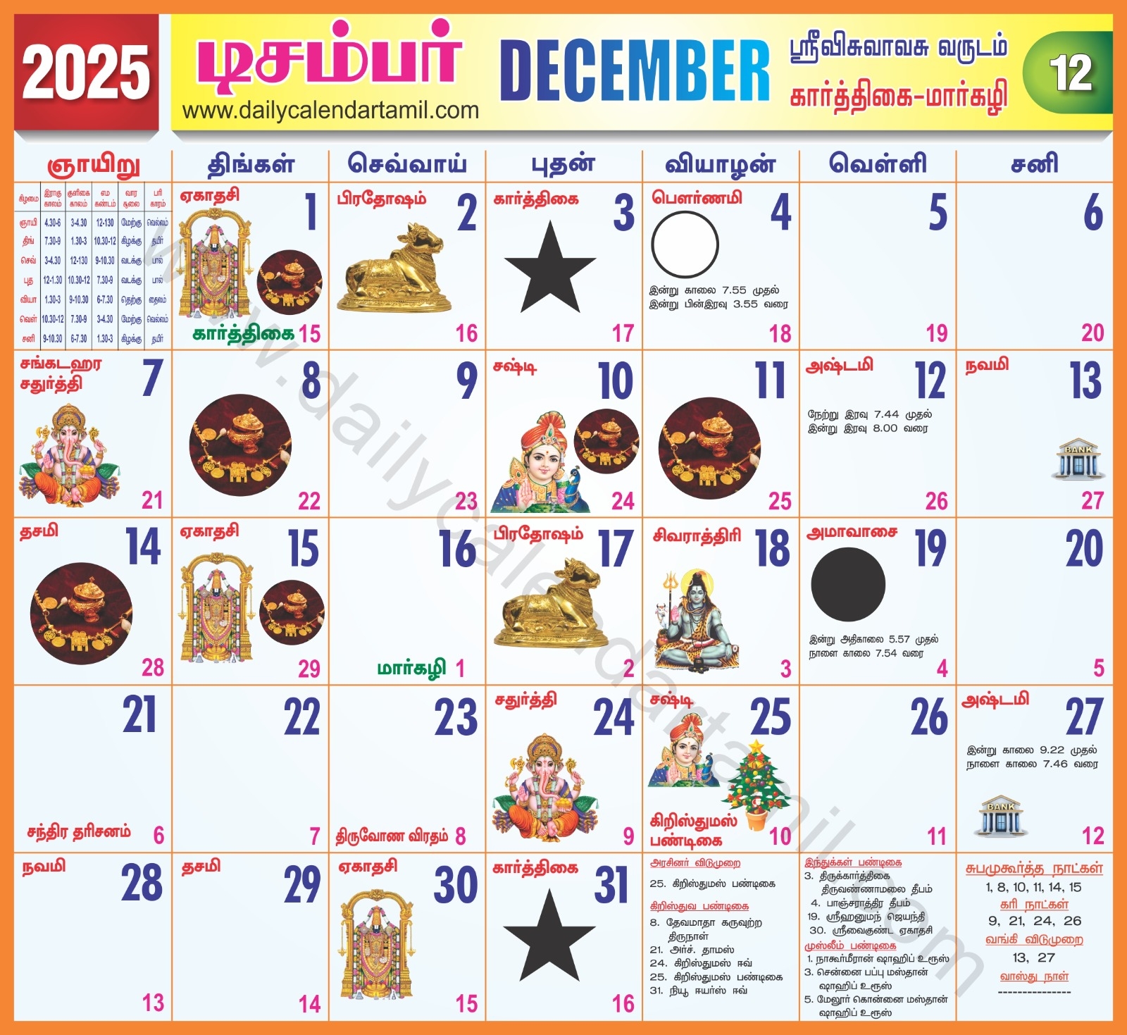 Tamil Calendar December 2025 2025