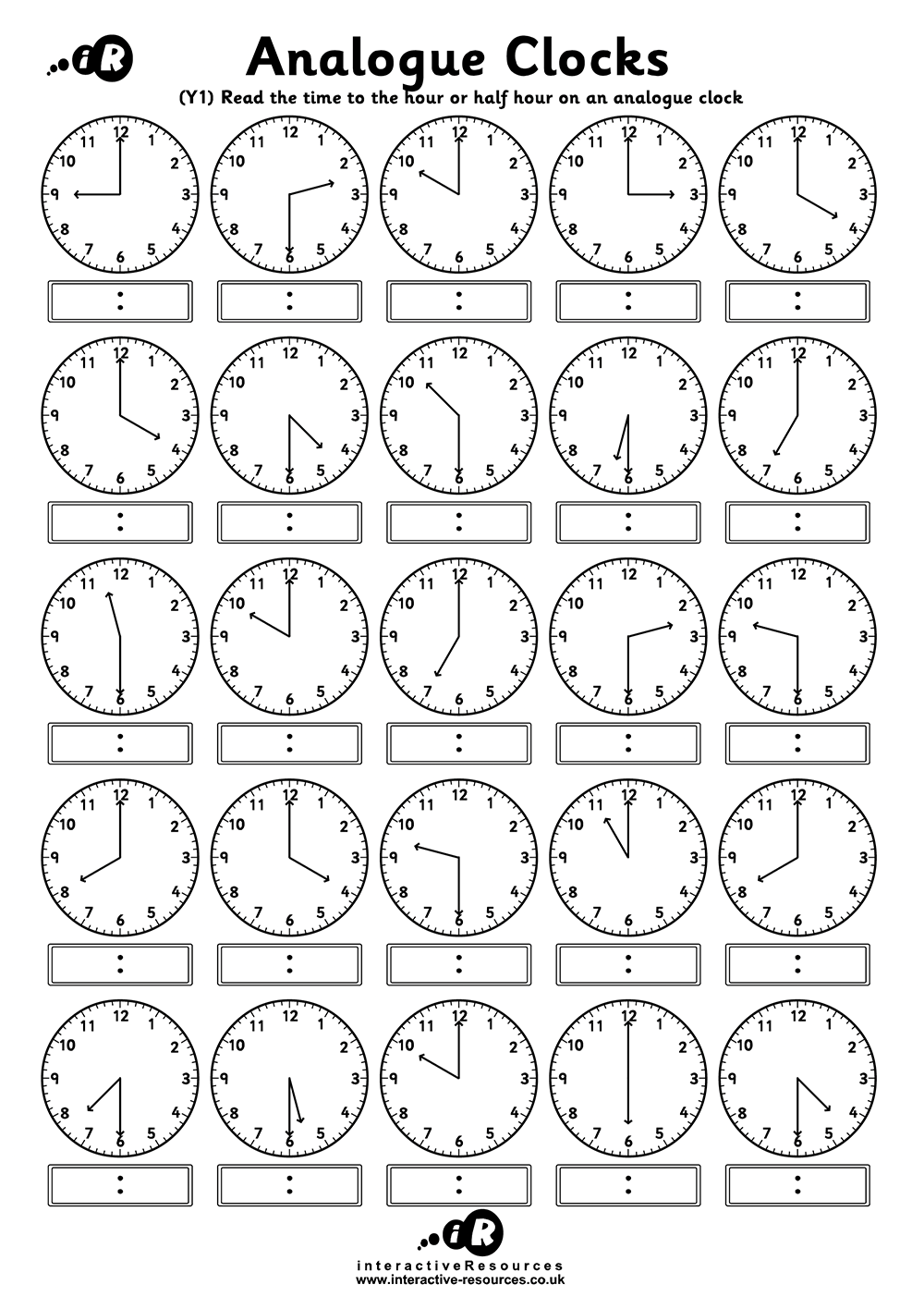 Teaching Time Free Telling Time Worksheets