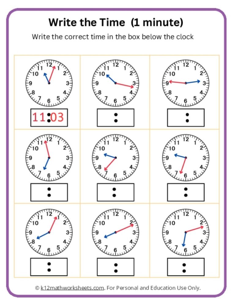 Telling Time Worksheets
