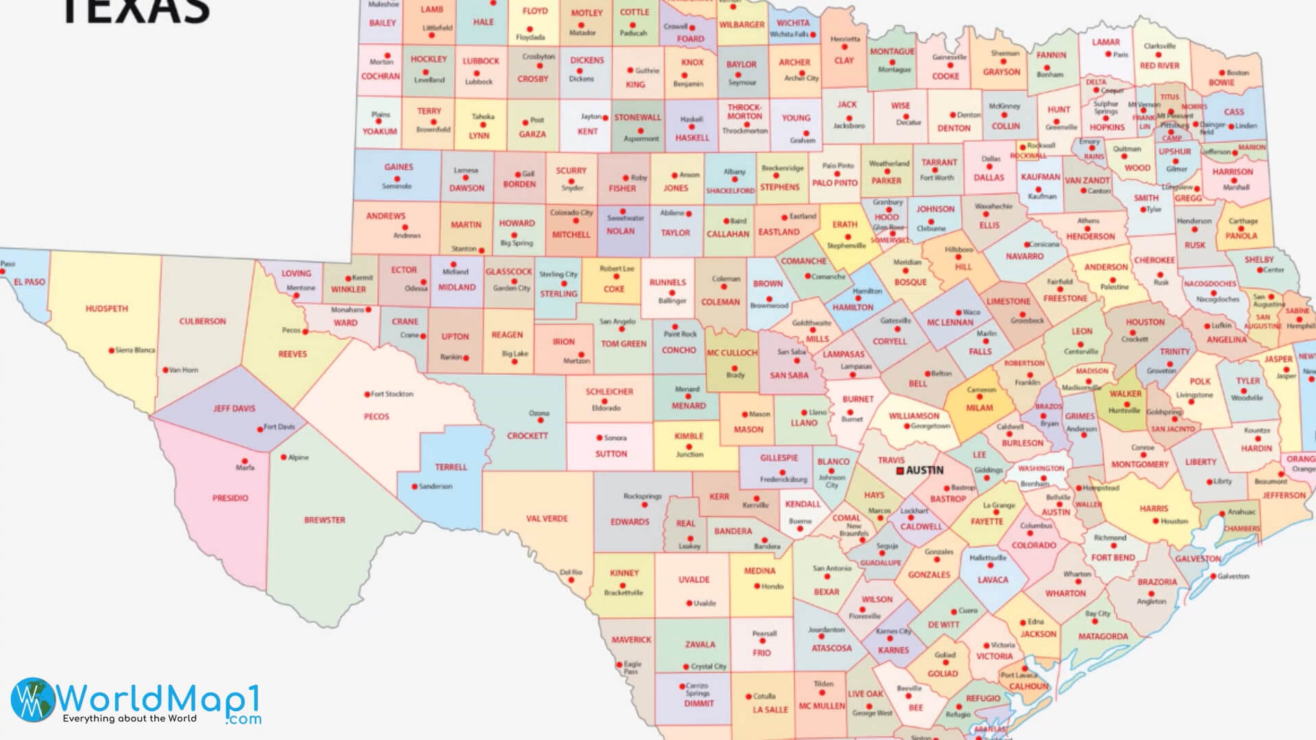 Free Printable Map Of Texas