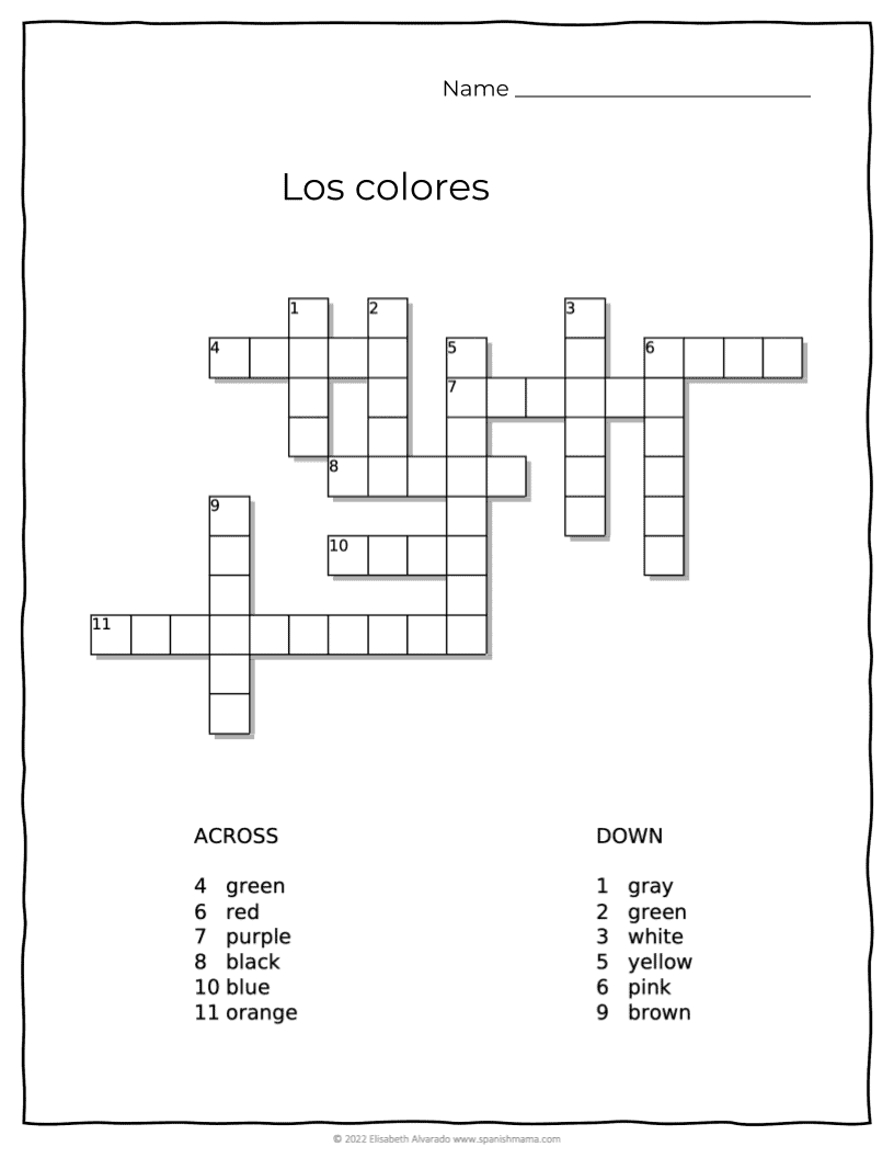 The Colors In Spanish Printable Worksheets And Flashcards
