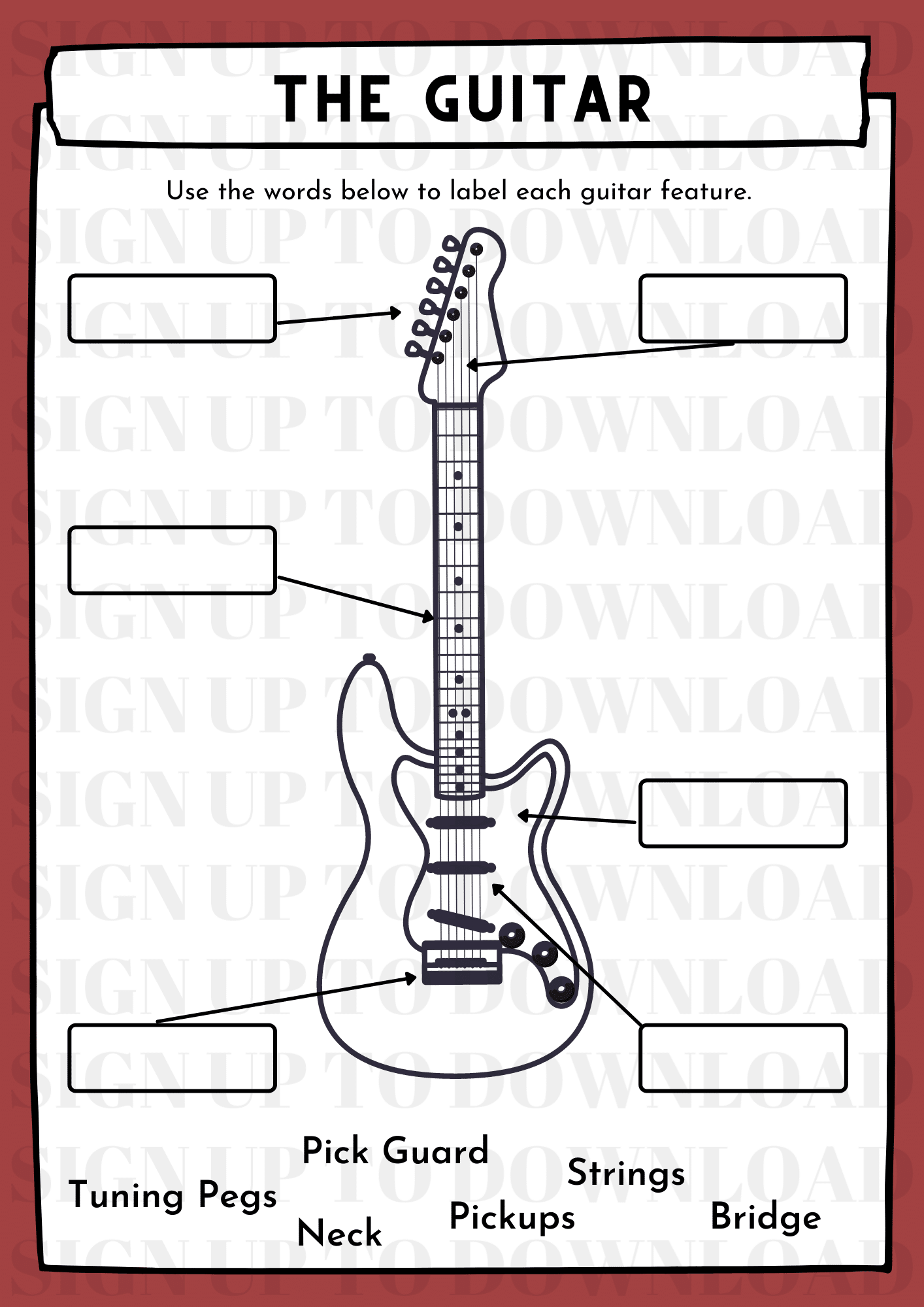 The Guitar Components Worksheet Schools Music Market