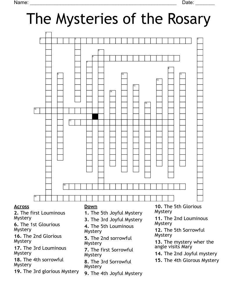 The Mysteries Of The Rosary Crossword WordMint