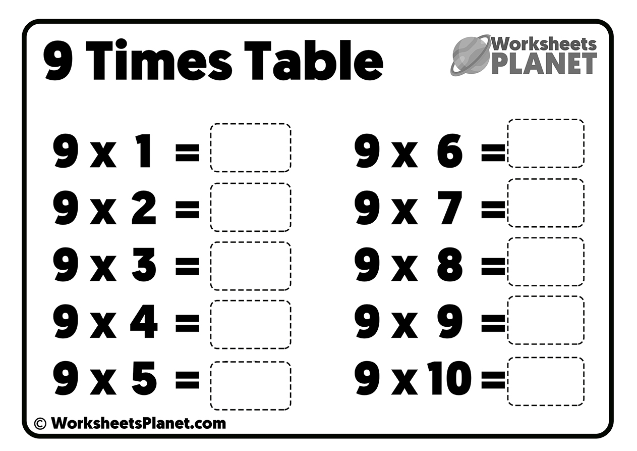 9 Times Table Worksheet Free Printable 9 Times Table Worksheet Free Printable