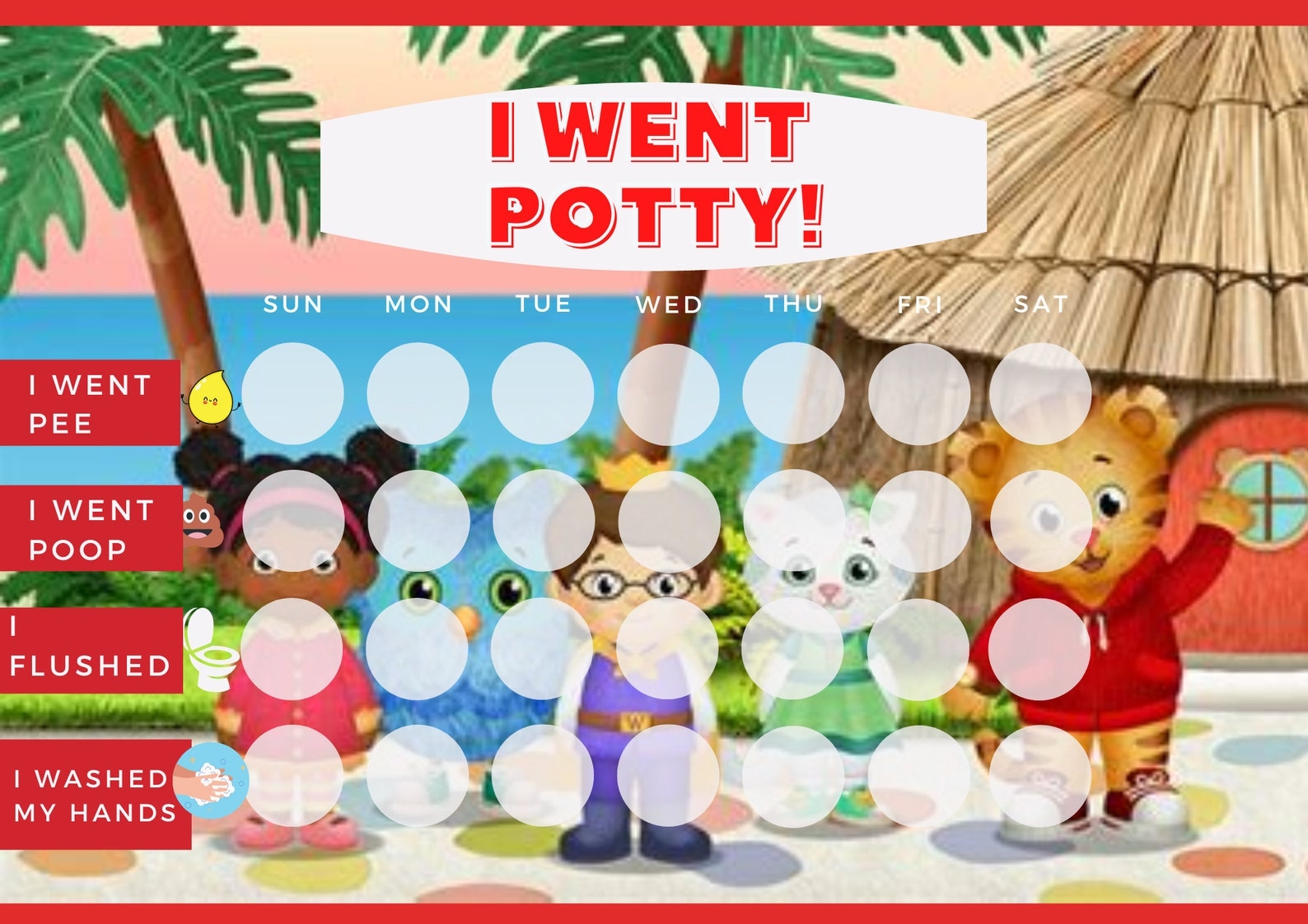 Toddler Toilet Daniel Tiger Potty Training Chart Potty Reward Chart Toddler Reward Potty Chart For Toddlers Girls