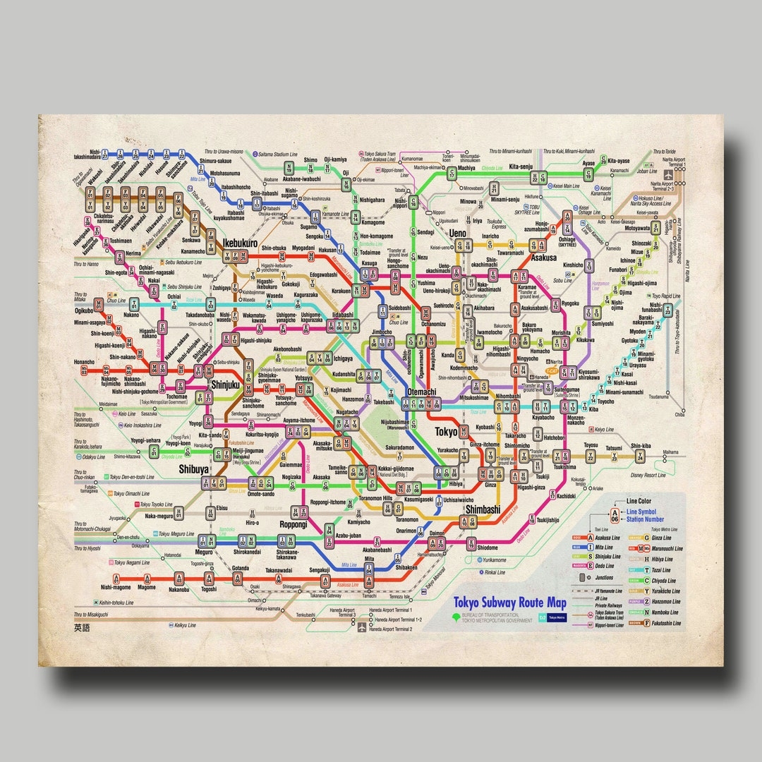 Tokyo Map Metro Map Subway Japan Print Poster Vintage Etsy Norway Tokyo Map Metro Map Subway Japan Print Poster Vintage Etsy Norway