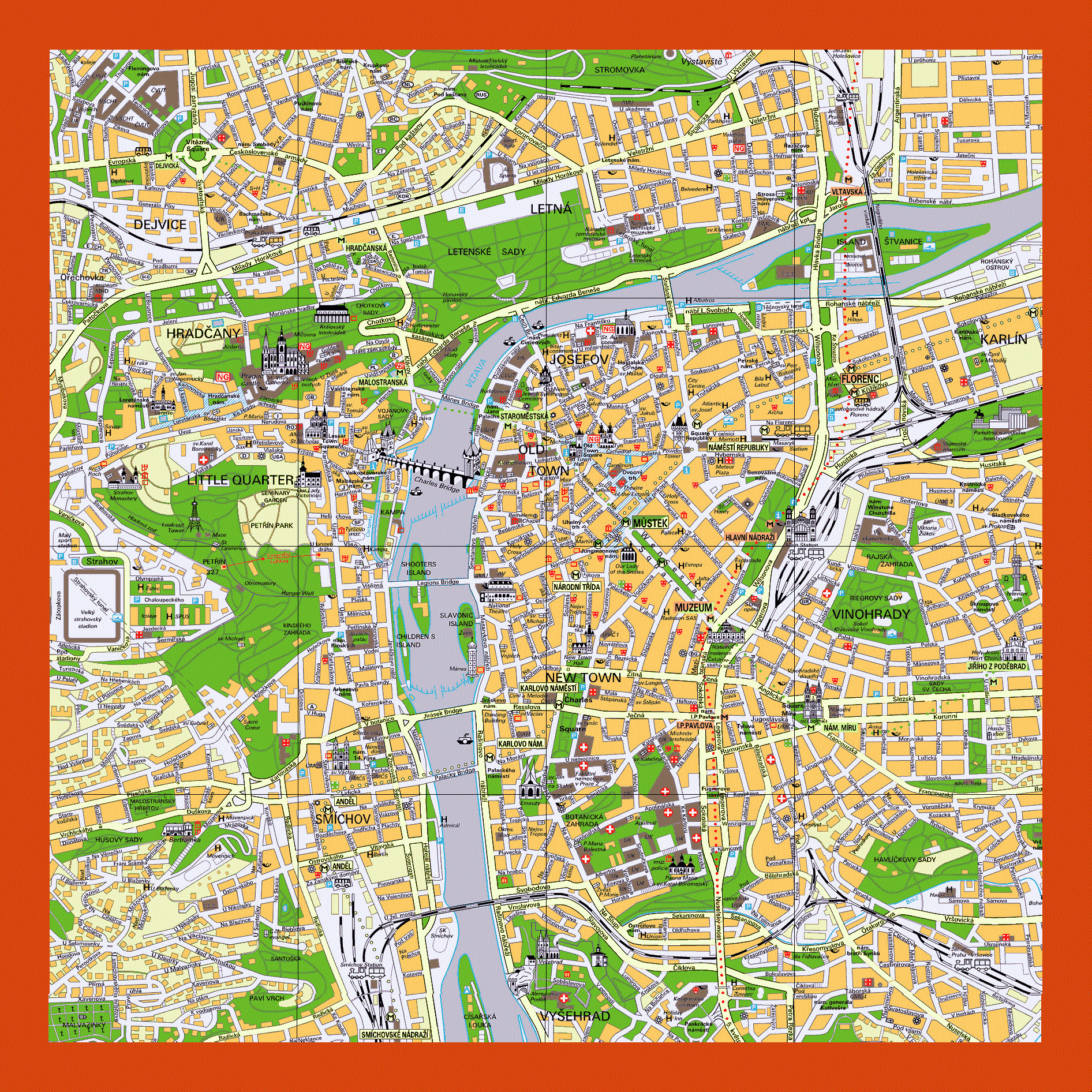Tourist Map Of Prague City Center Maps Of Prague Maps Of Czech Republic Maps Of Europe GIF Map Maps Of The World In GIF Format Maps Of The Whole World