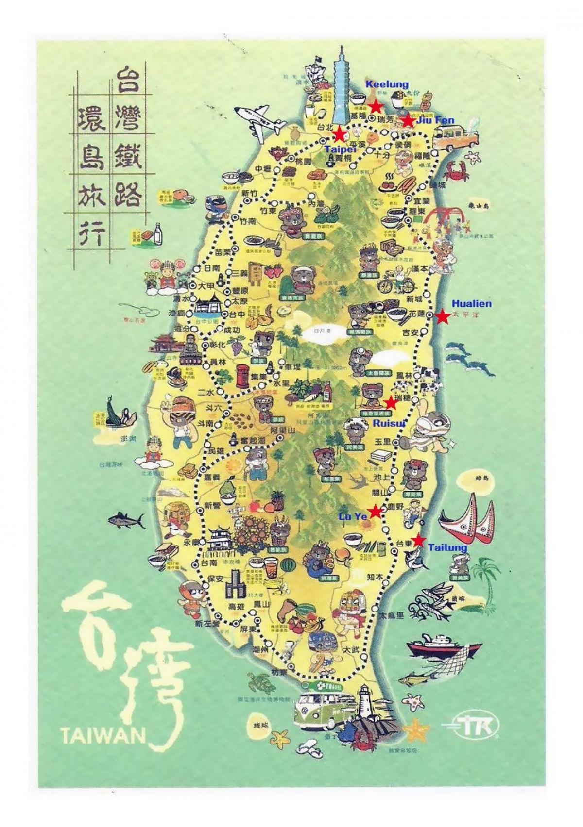 Tourist Map Of Taiwan Tourist Attractions And Monuments Of Taiwan