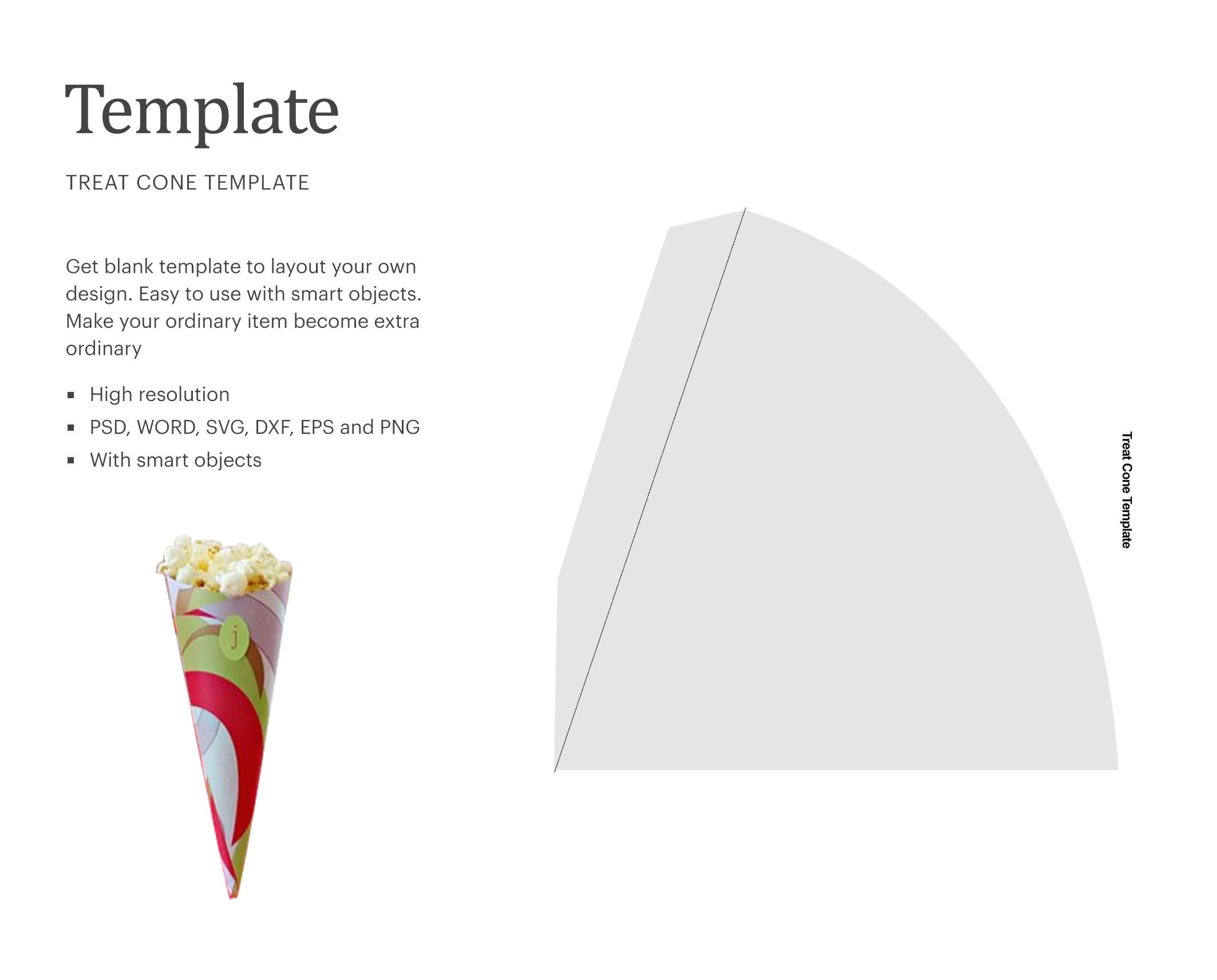 Treat Cone Template Blank Paper Treat Cone Template Party Favor Treat Cone Cricut Silhouette Silhouette Studio Paper Size Letter Etsy