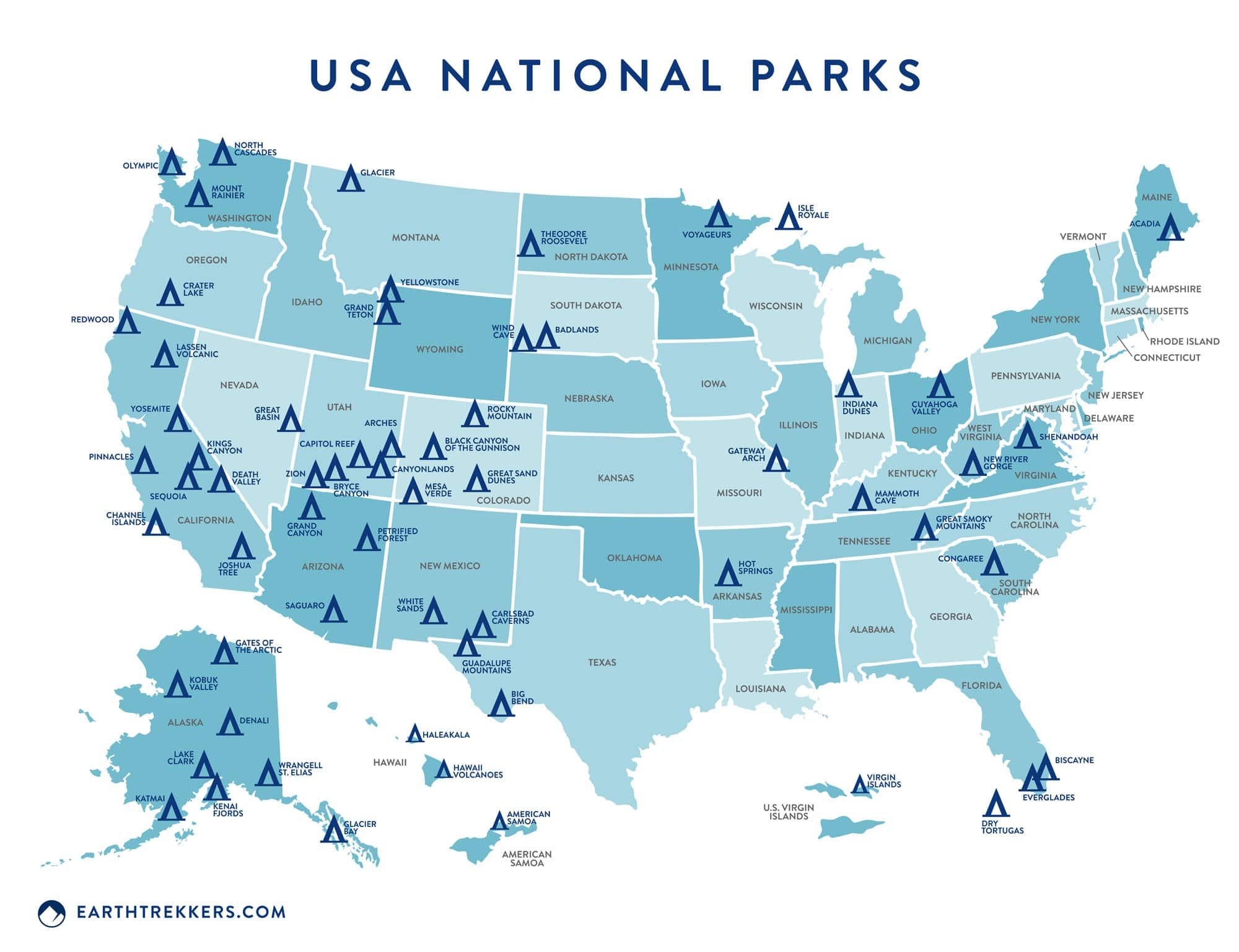 Printable National Parks Map Printable National Parks Map