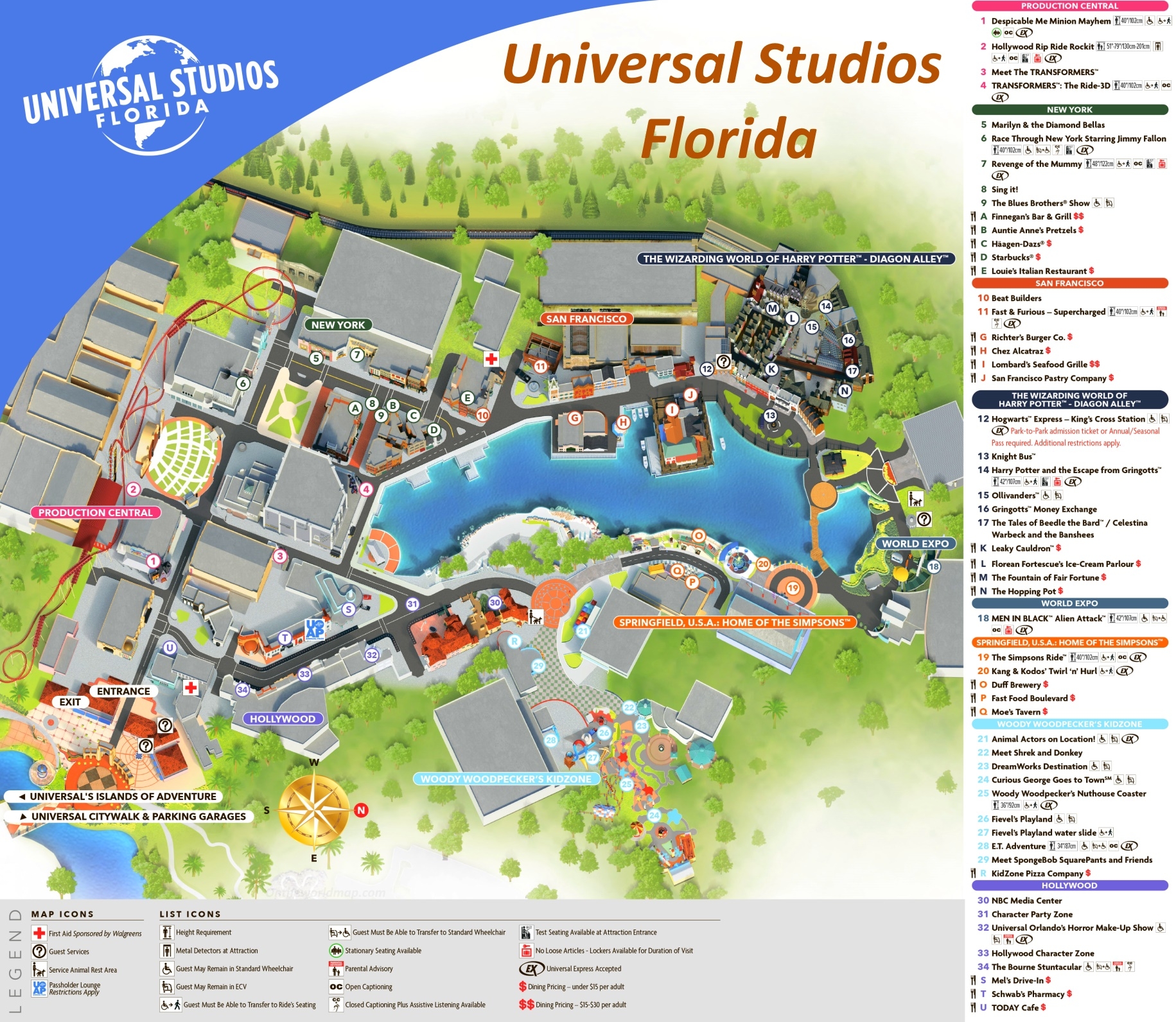 Universal Studios Florida Map Orlando Ontheworldmap Universal Studios Florida Map Orlando Ontheworldmap