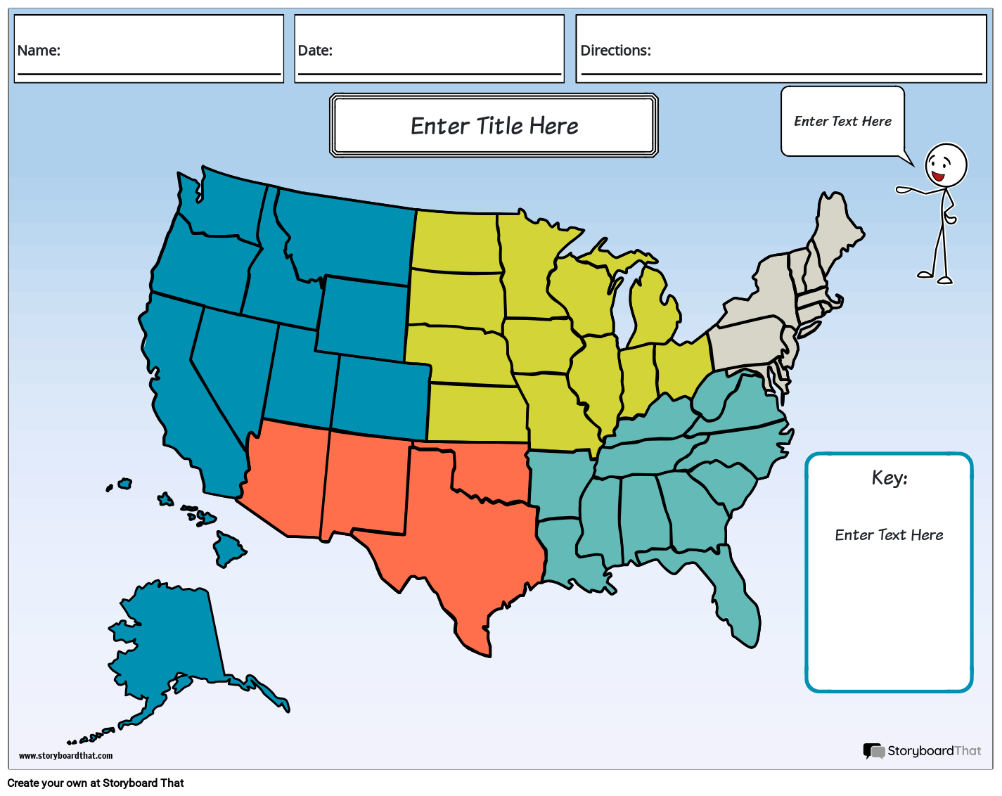 US Regions Storyboard By Worksheet templates