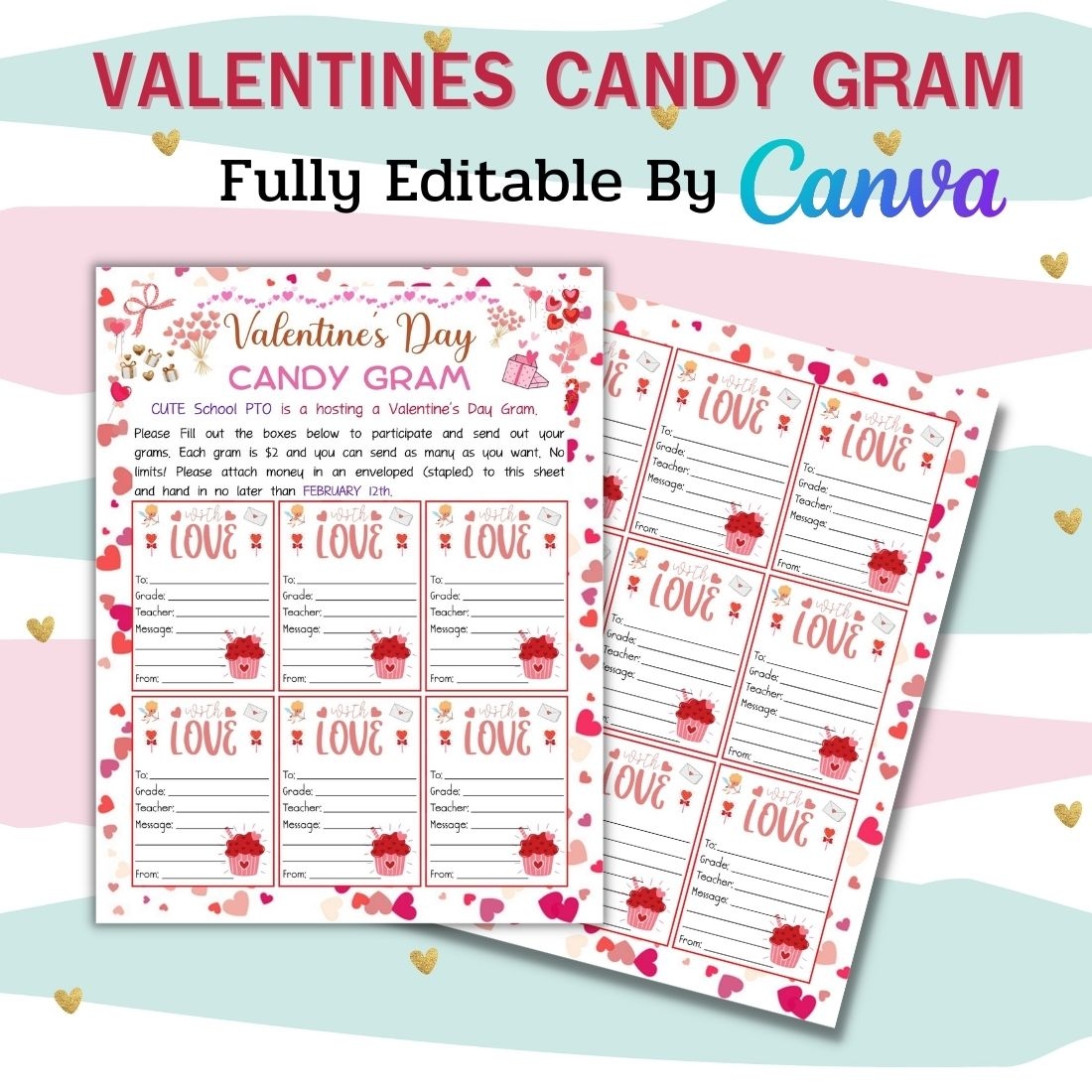 Valentines Candy Gram Editable By Canva