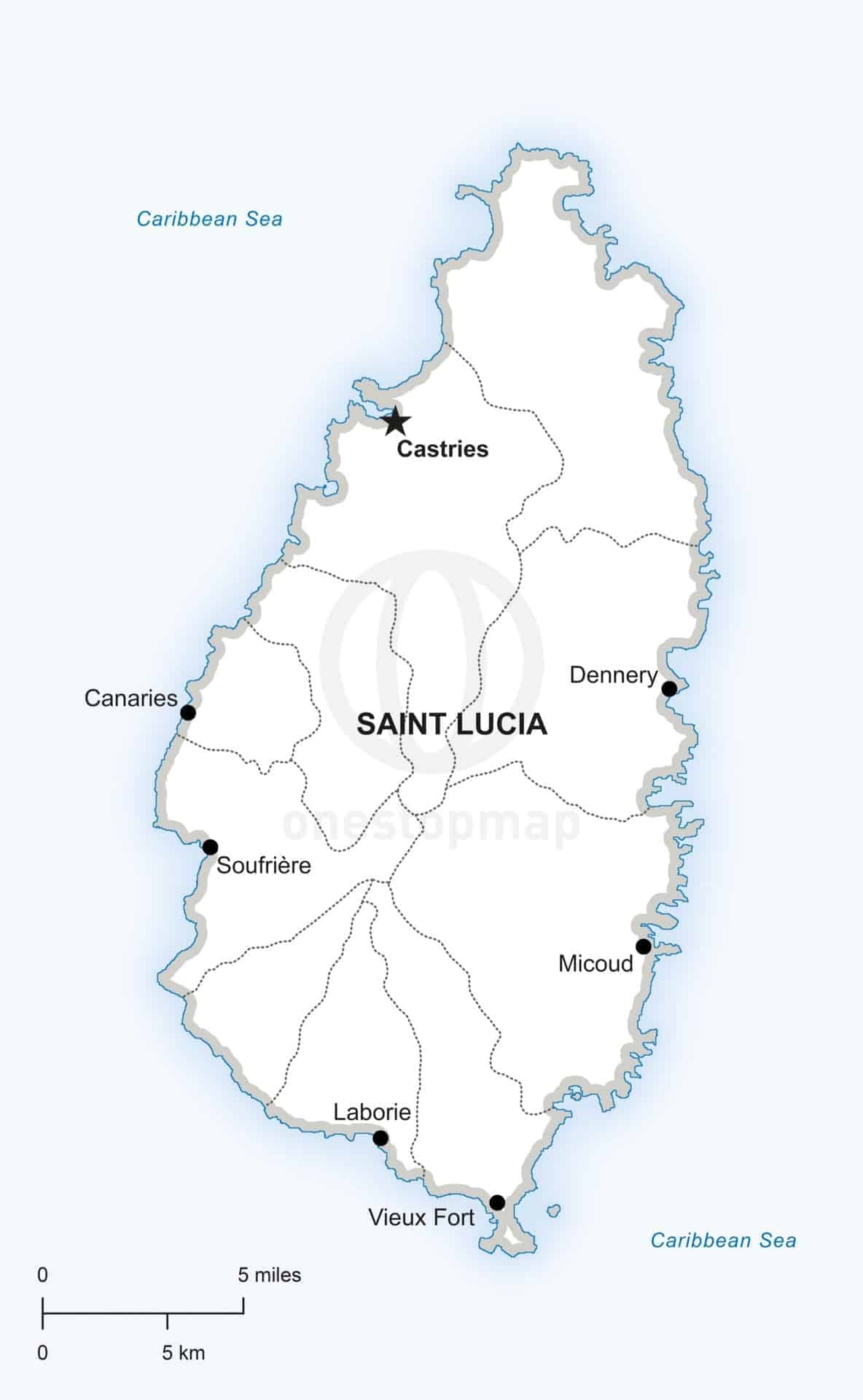 Vector Map Of Saint Lucia Political One Stop Map