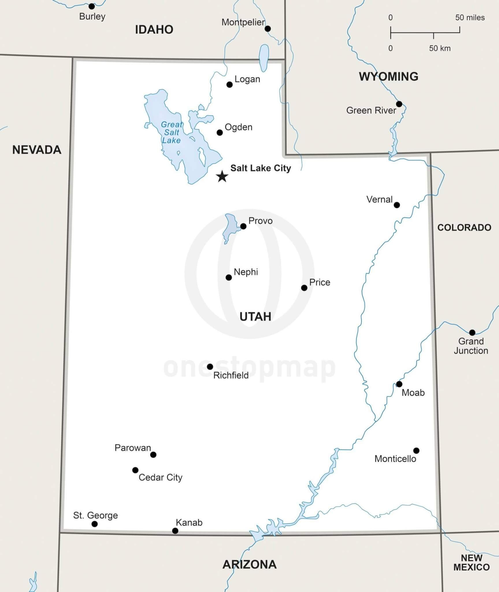 Vector Map Of Utah Political One Stop Map