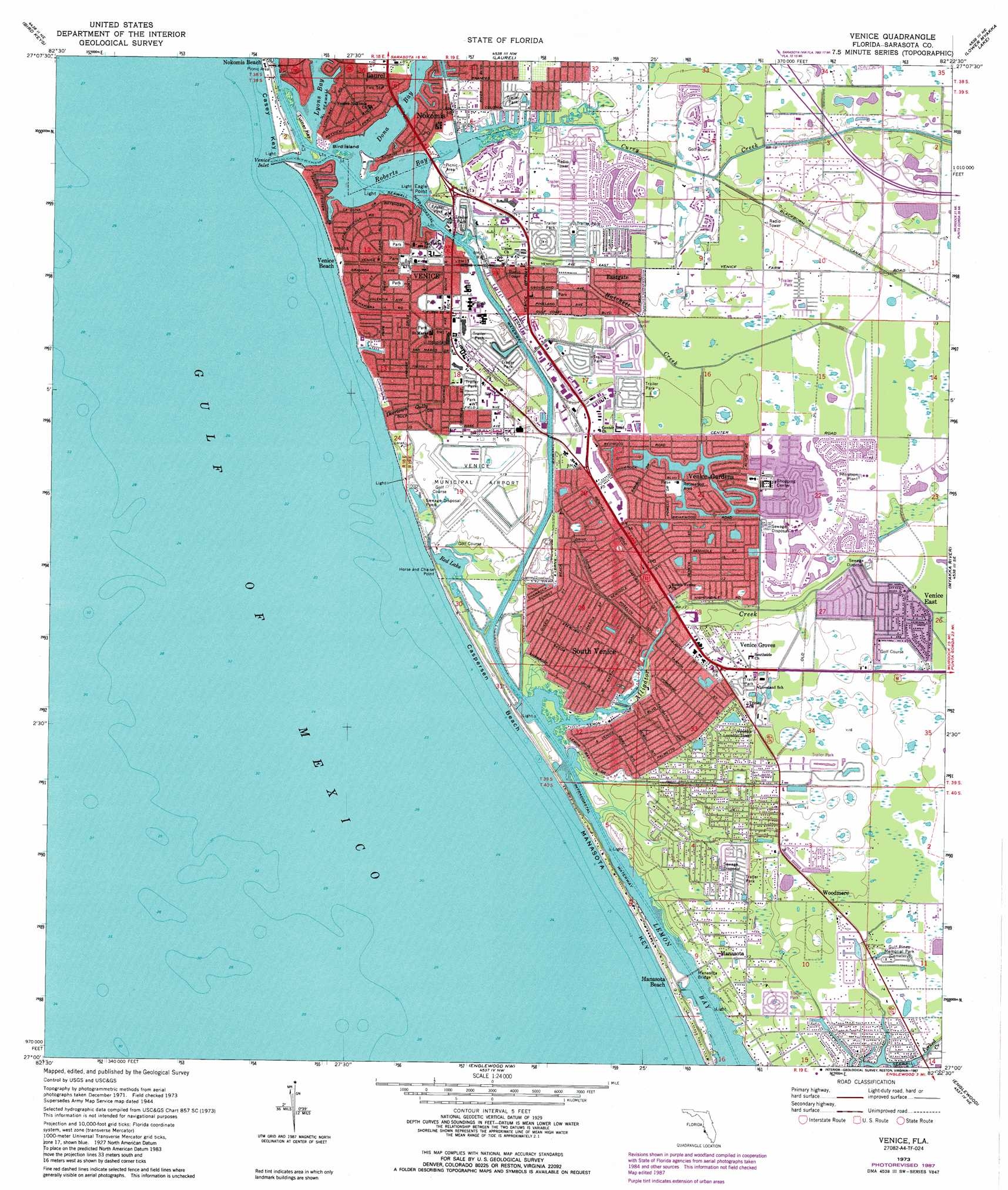 Venice Topographic Map 1 24 000 Scale Florida