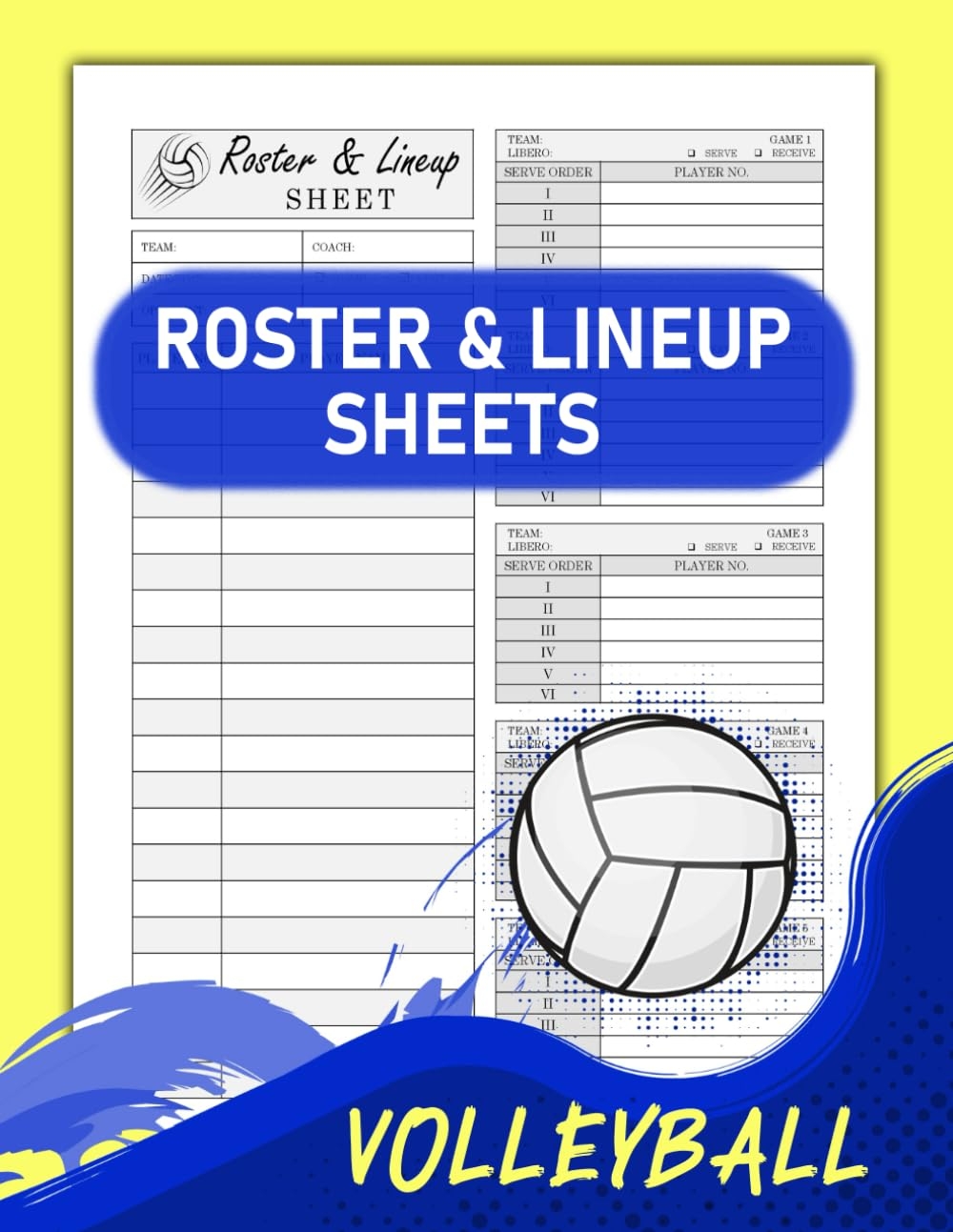 Volleyball Roster Lineup Sheets Record And Track The Starting Lineup And Substitutions For Your Volleyball Team Editions Mekkilineuproster Amazon Books