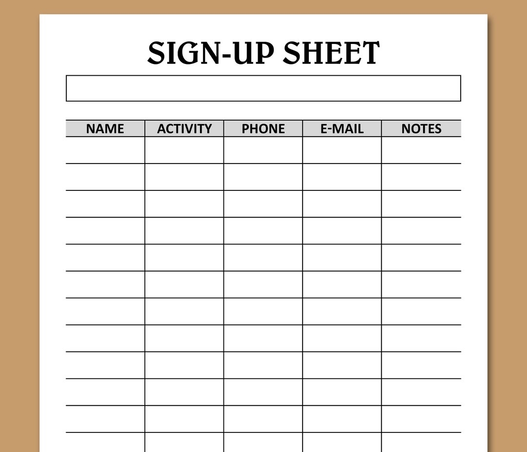 Volunteer Sign Up Sheet Template Printable Sign Up Sheet For Volunteers Jobs Activities Projects Instant Download Letter A4 Size Etsy Norway