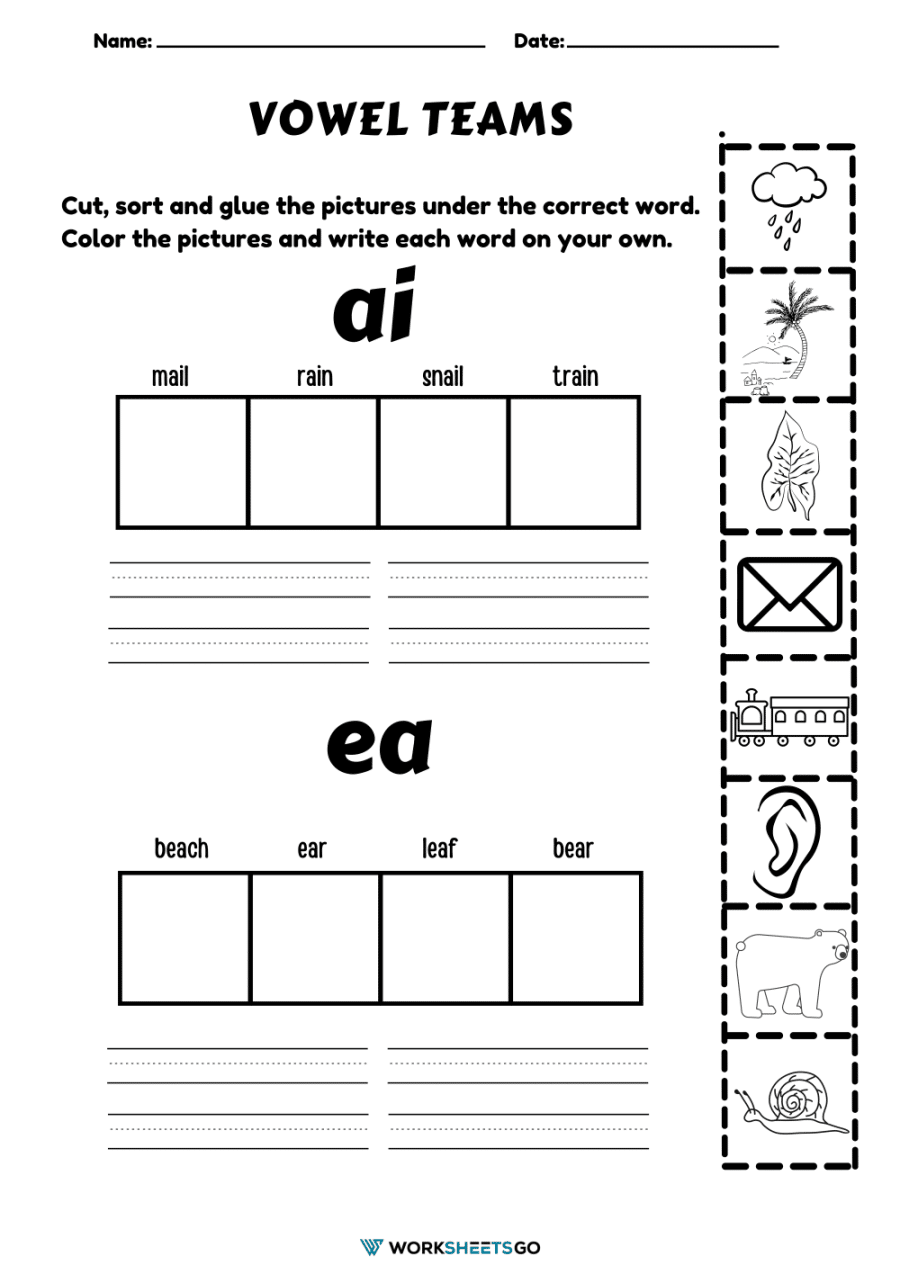 Vowel Team Worksheets WorksheetsGO
