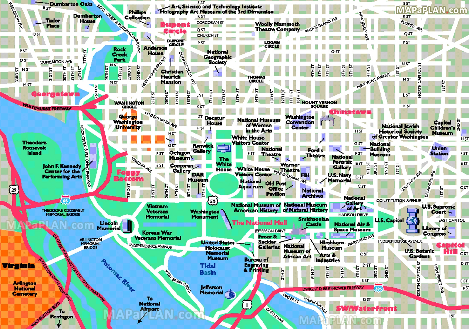 Washington DC Online Map Simple Overview U0026 Outline Directions To 