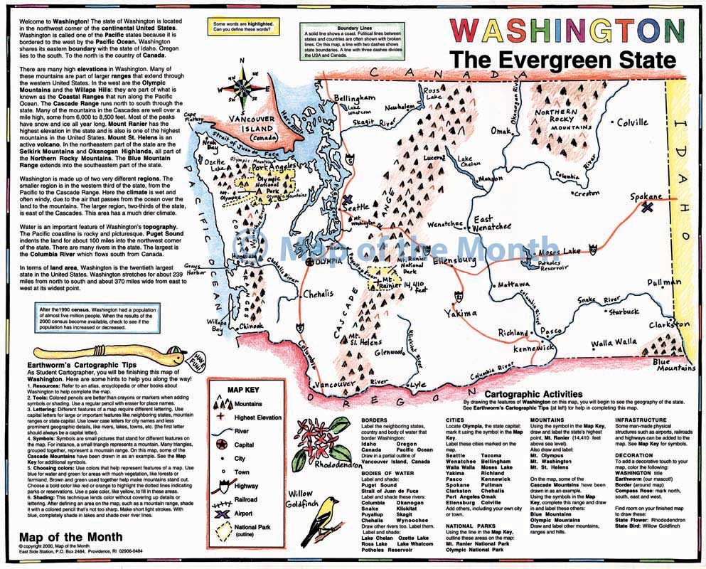 Washington Map Blank Outline Map 16 By 20 Inches Activities Included Washington Map Blank Outline Map 16 By 20 Inches Activities Included