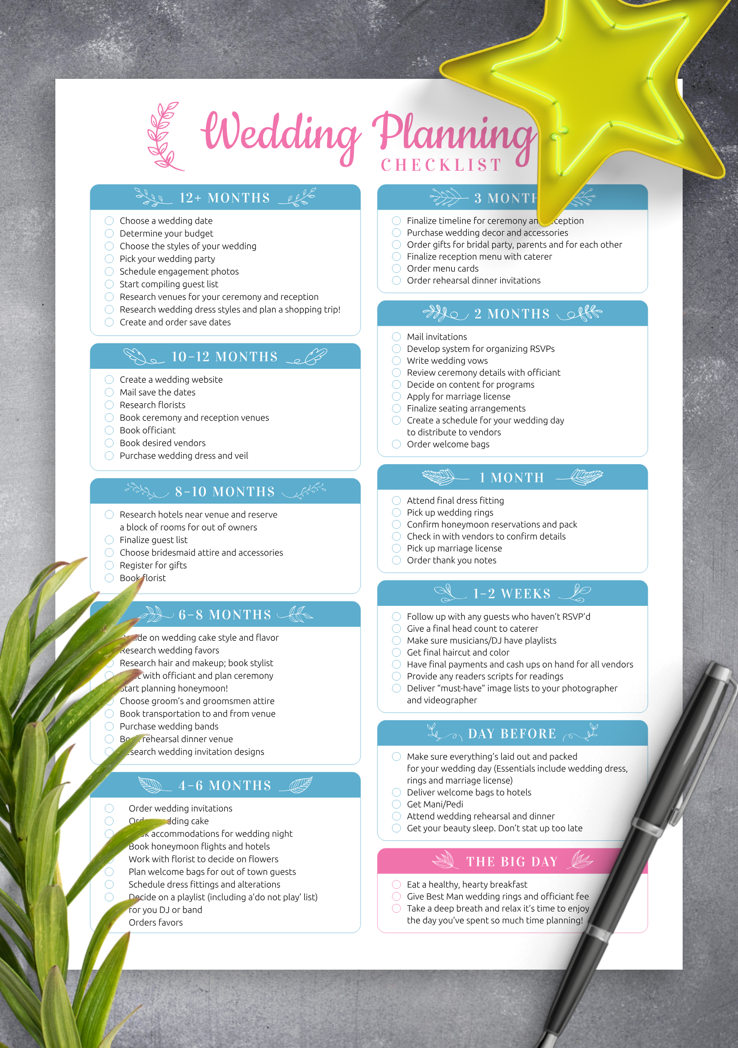 Free Printable Wedding Planning Sheets
