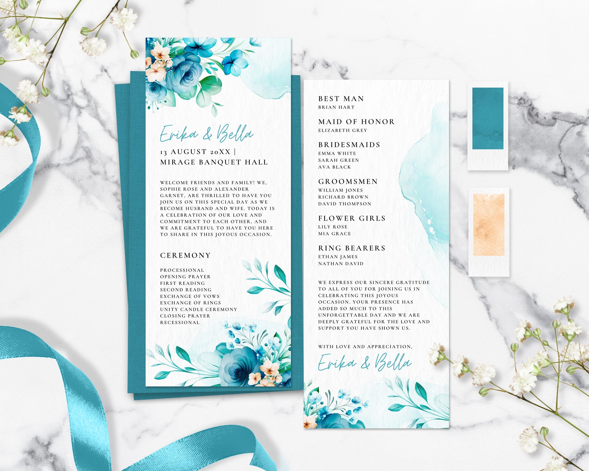 Free Printable Peacock Wedding Program Templates