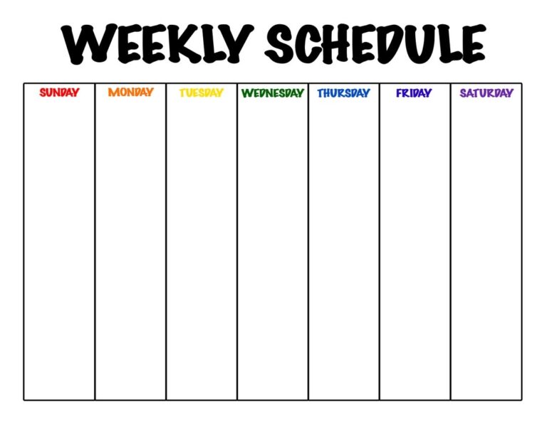 Weekly Schedule Sunday Saturday PRINTABLE Homeschool Weekly Planner Weekly Planner Etsy