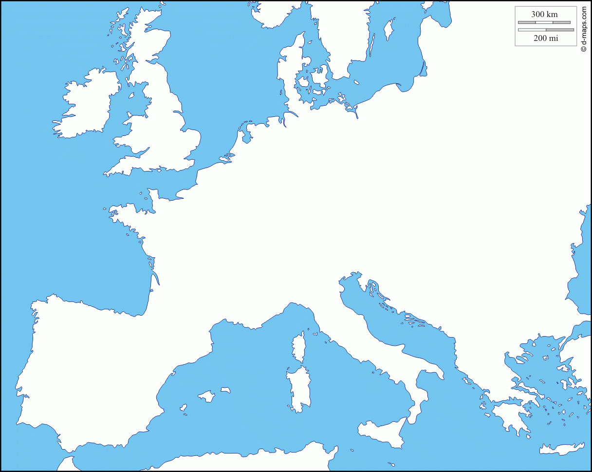 Printable Blank Map Of Western Europe