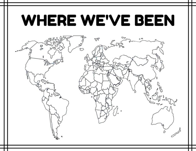 Where I ve Been A Blank Map Of The World Outline Colorable Maps Printable Digital Print Coloring Sheets plus Where We ve Been 